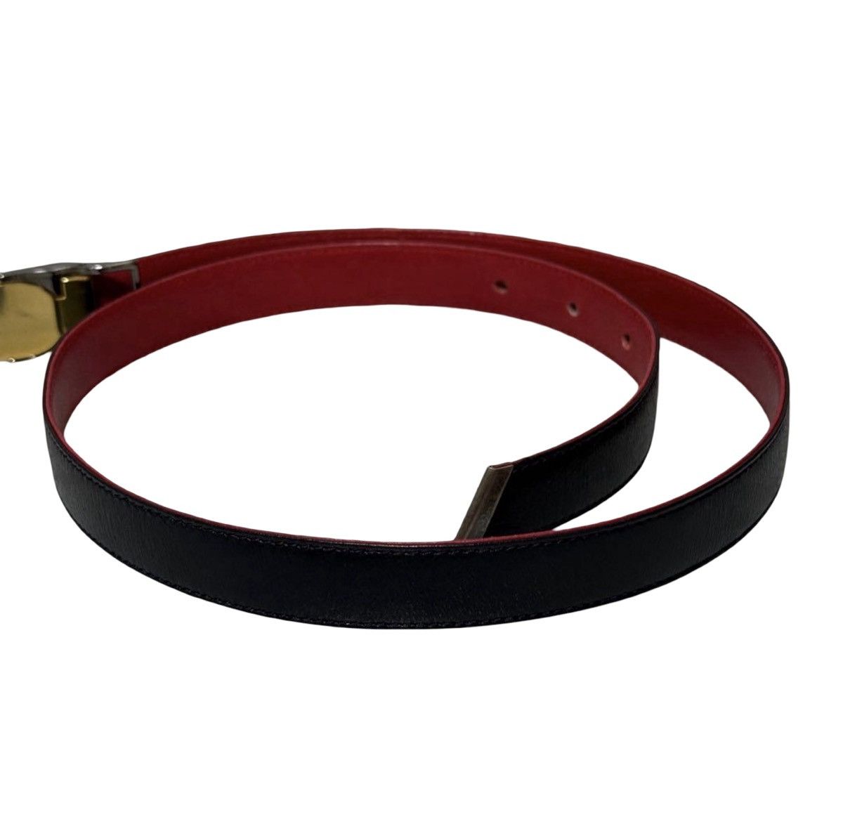 Dior Christian Dior Slim Bi-Color Leather Belt Black CD Logo 80 Size ONE SIZE - 4 Thumbnail