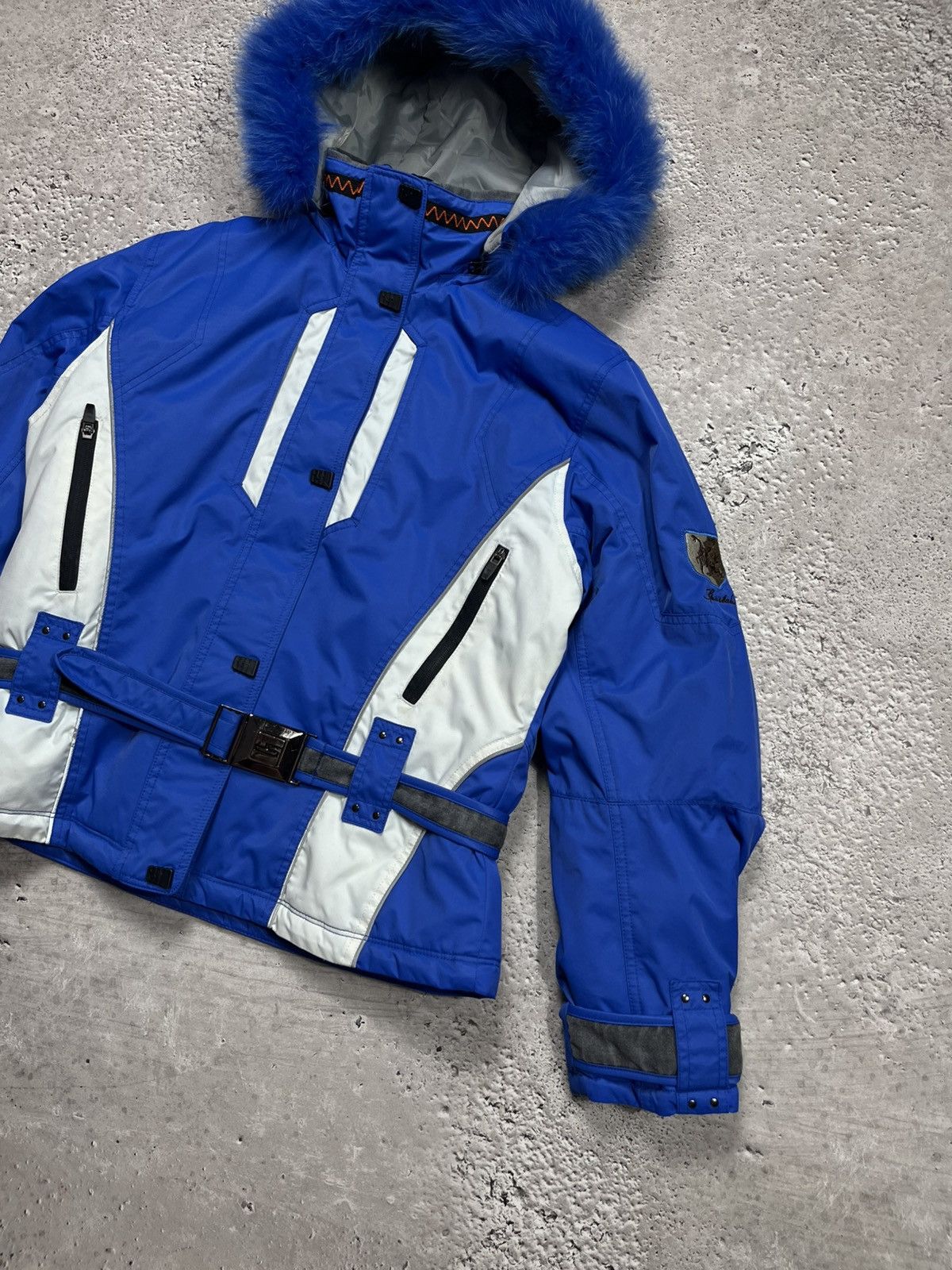 Sportalm Kitzbuhel Sportalm Blue White Ski Jacket M with Belt and Faux Fur Hood Size M / US 6-8 / IT 42-44 - 2 Thumbnail