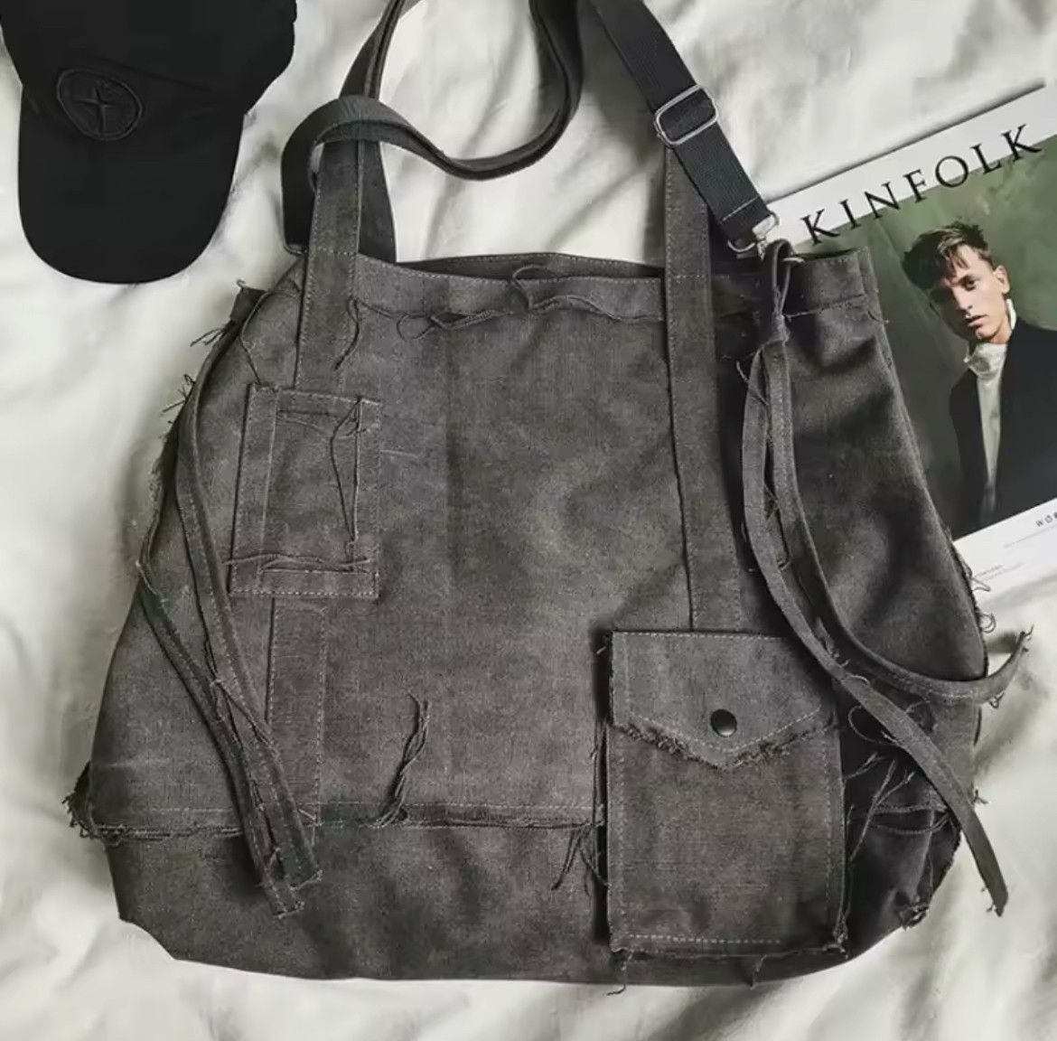 Japanese Brand Streetwear Style Canvas Shoulder Bag Size ONE SIZE - 2 Thumbnail