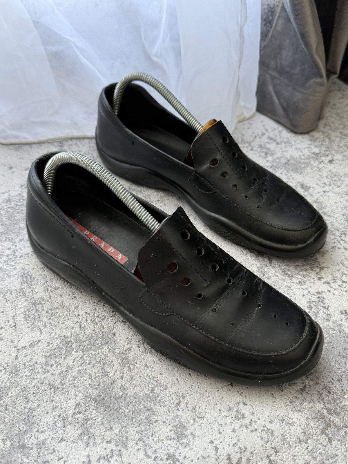 00s archive prada leather driving shoes 2000s Prada Driving Shoes