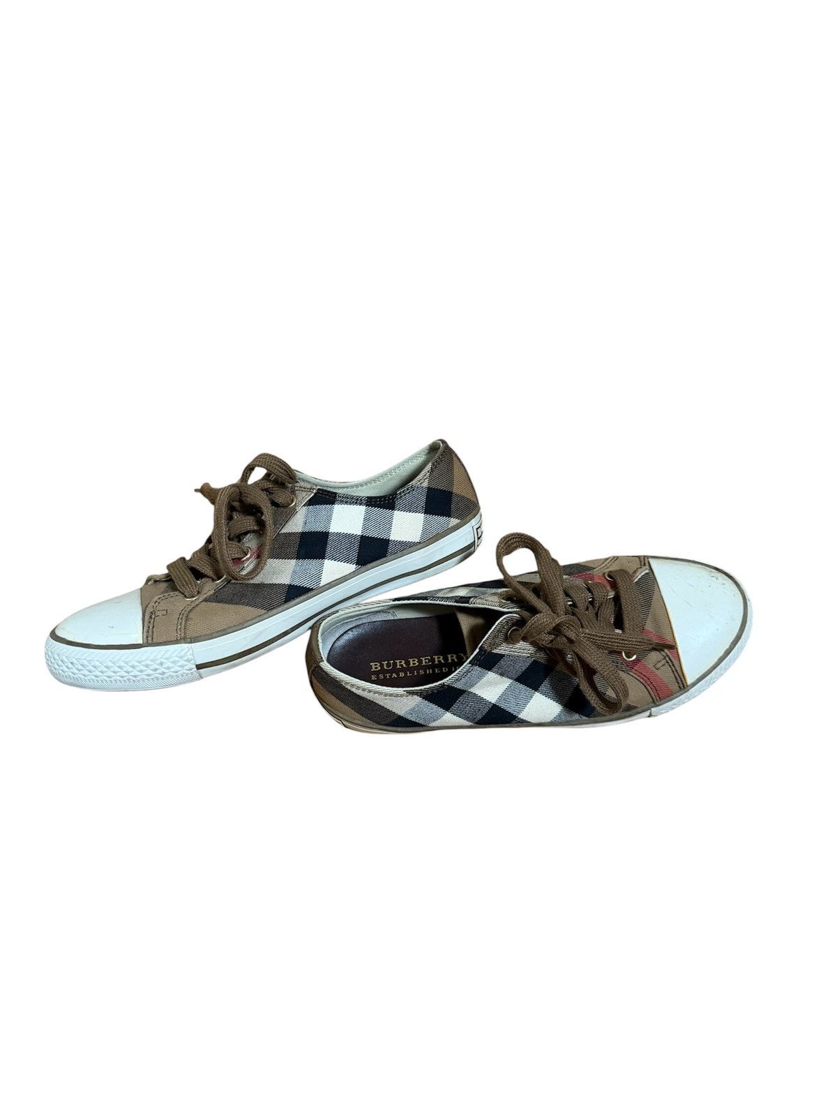 Burberry Burberry Novacheck Leather Sneakers/Burberry Canvas Sneakers Size US 7 / IT 37 - 2 Thumbnail