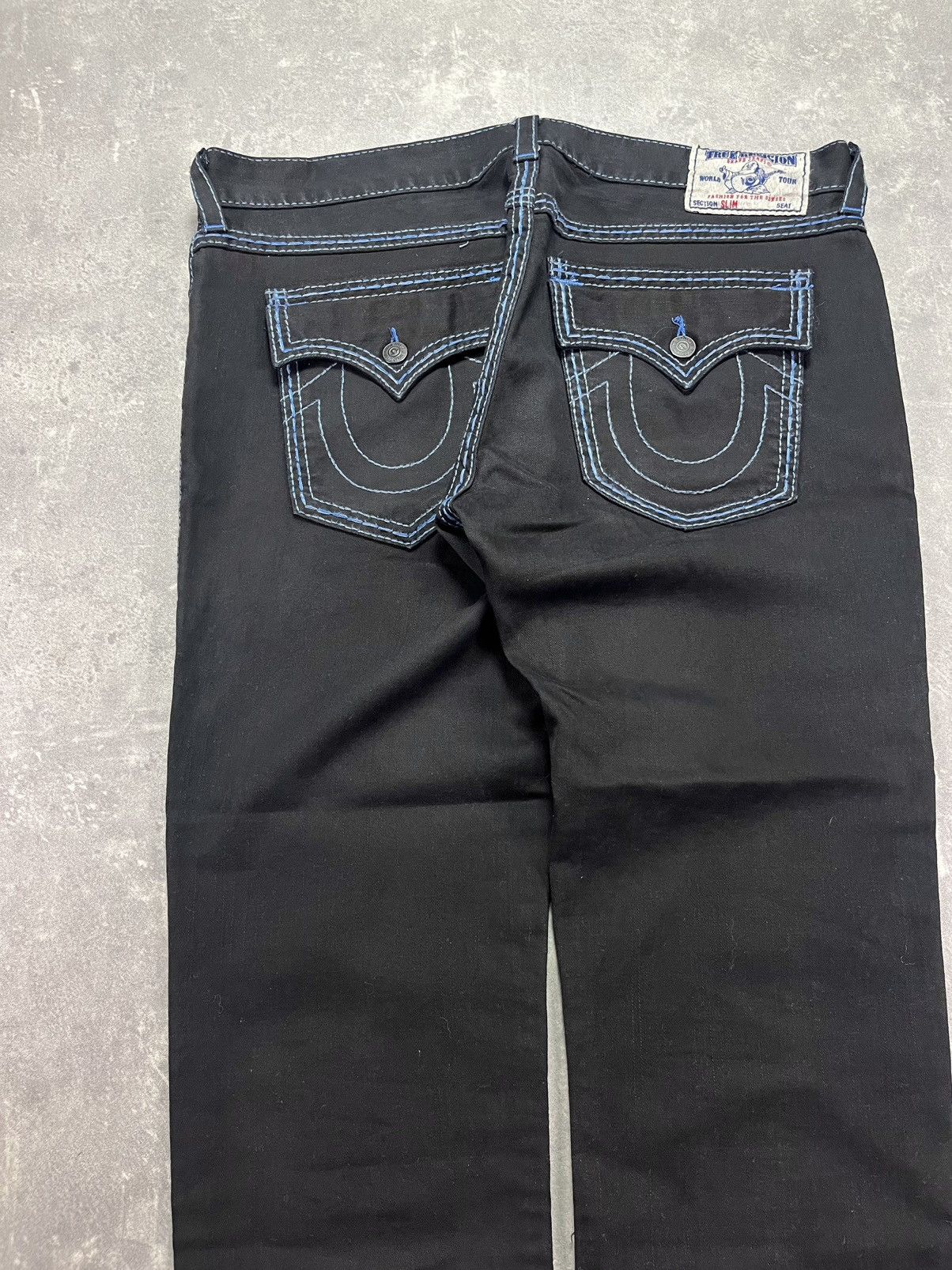 True Religion True Religion Slim Black / Blue Stitch Flaps Denim Jeans 40 Size US 40 / EU 56 - 12 Thumbnail