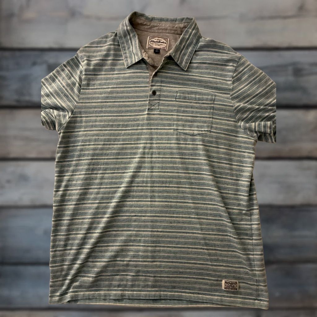 Flag & Anthem Mens Flag & Anthem Blue GreenStriped Polo Shirt XL Size US XL / EU 56 / 4 - 1 Thumbnail