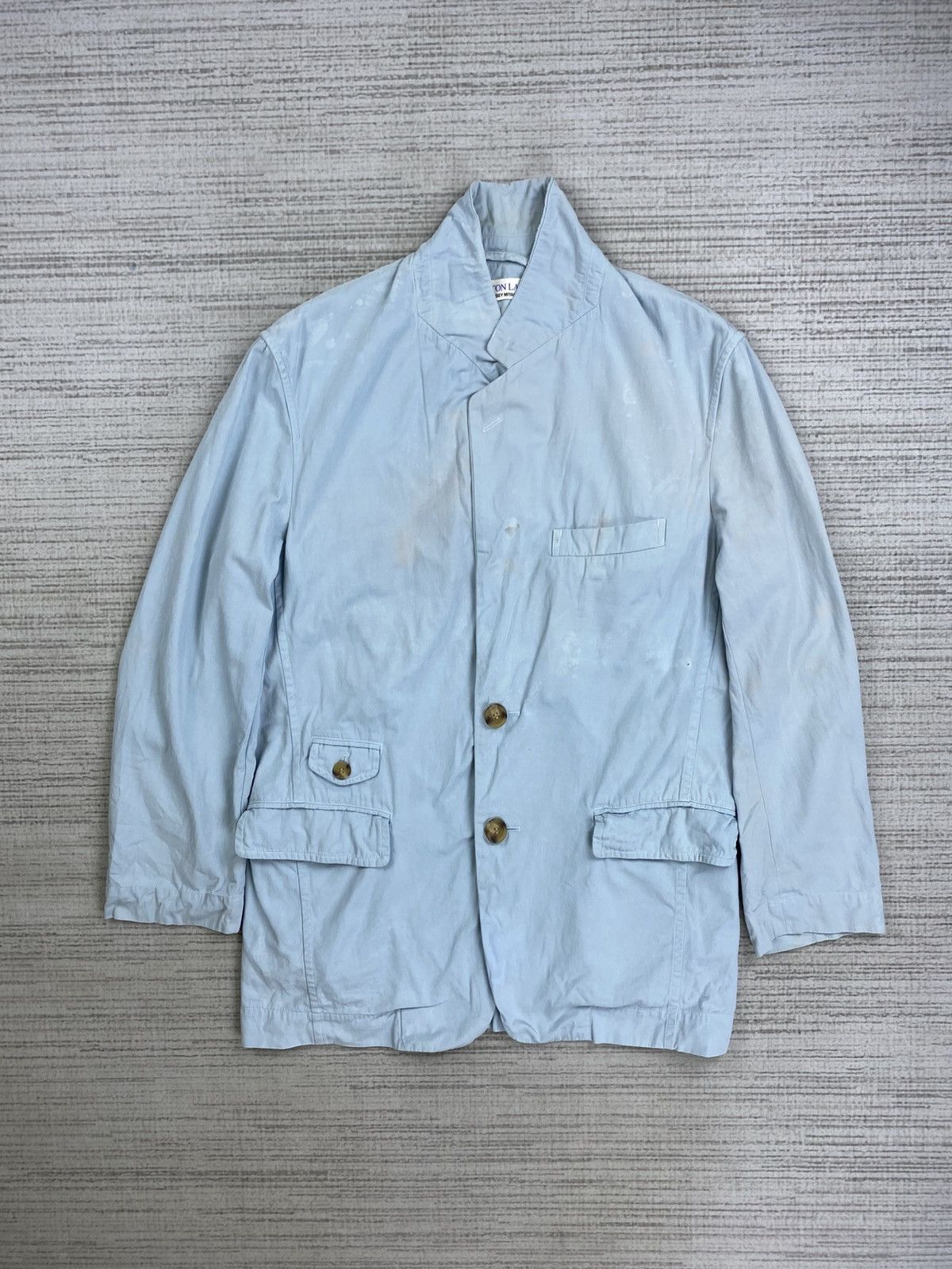 Issey Miyake Vtg Issey Miyake Double Button Light Blue Faded Coat Jacket Size US M / EU 48-50 / 2 - 5 Thumbnail