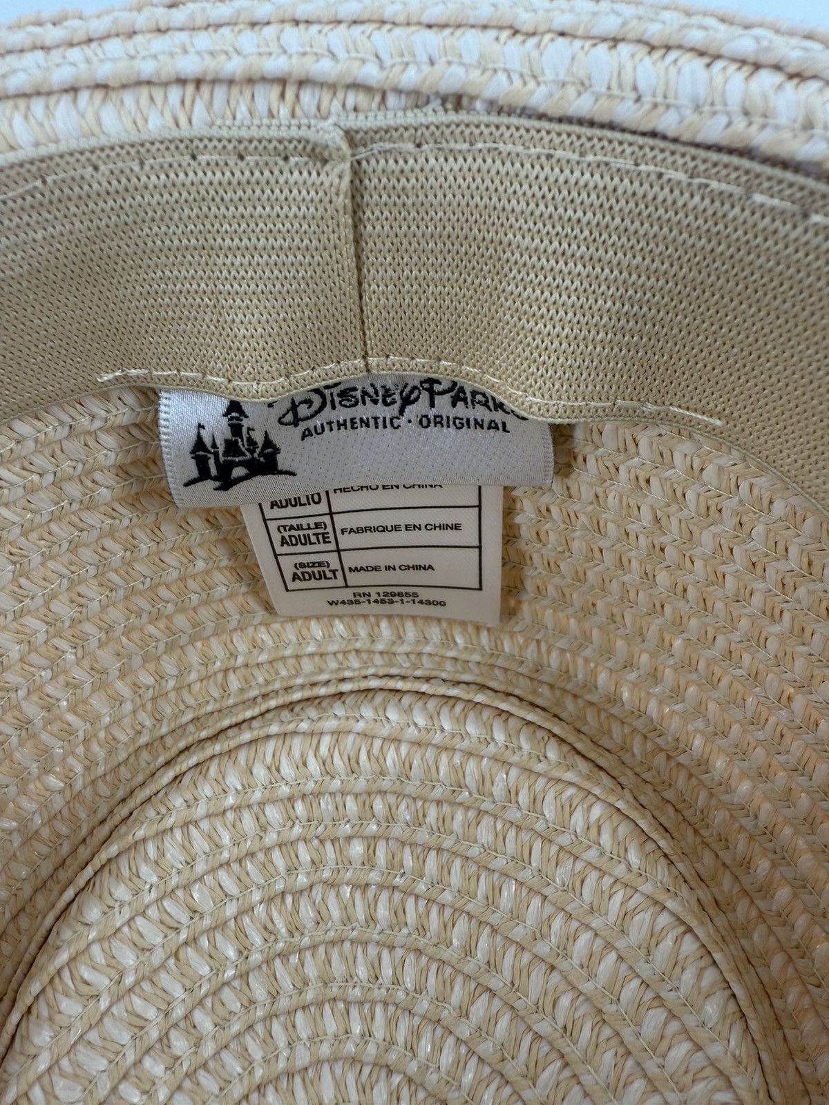 Disney Adult Walt Disney Parks Straw Fedora Hat Pink Ribbon Mickey Size ONE SIZE - 6 Thumbnail