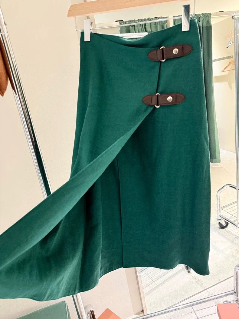 Loro Piana LORO PIANA sizeS Ms.Green skirt linen mixed with first cut Size 24" / US 00 / IT 34 - 4 Thumbnail