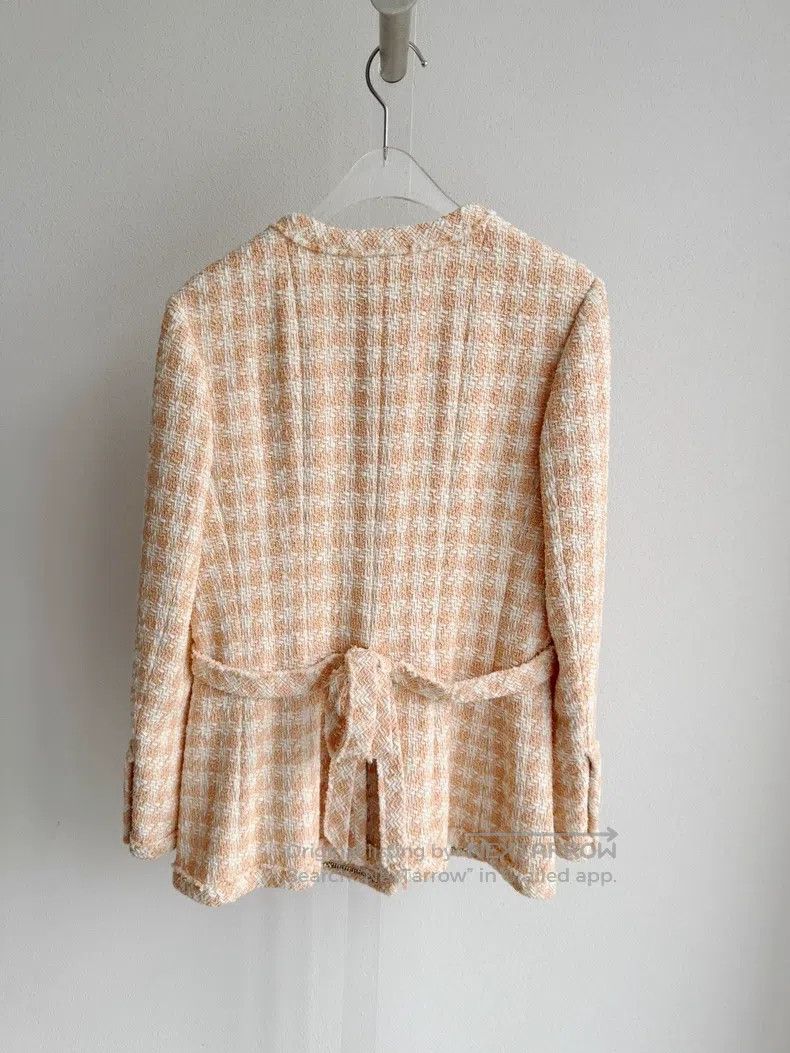 Chanel Chanel 23S white orange plaid tweed jacket Size XXS / US 00 / IT 34 - 4 Thumbnail