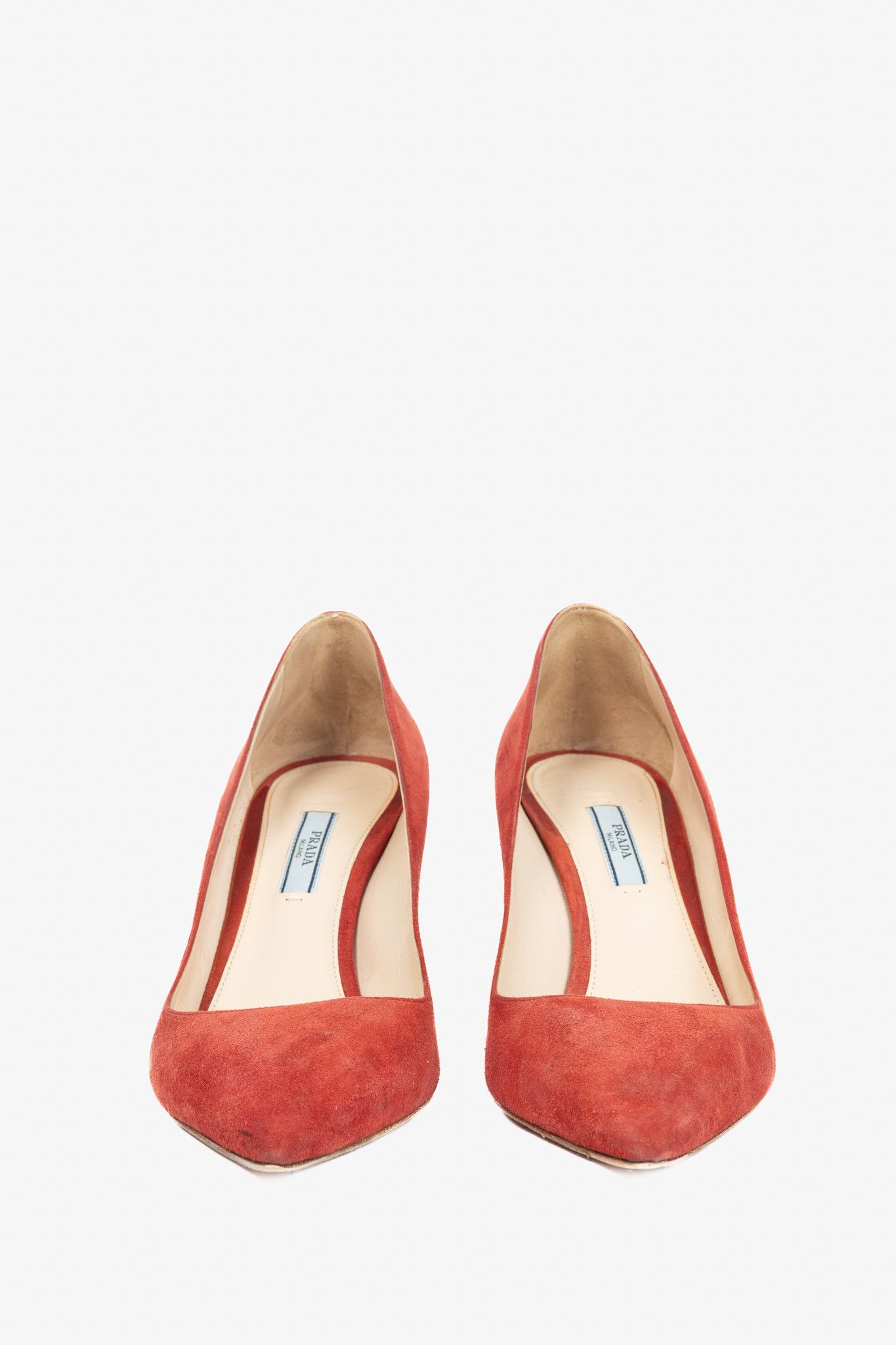 Prada Prada Red Suede Pointed-Toe Pumps Size US 9.5 / IT 39.5 - 2 Thumbnail