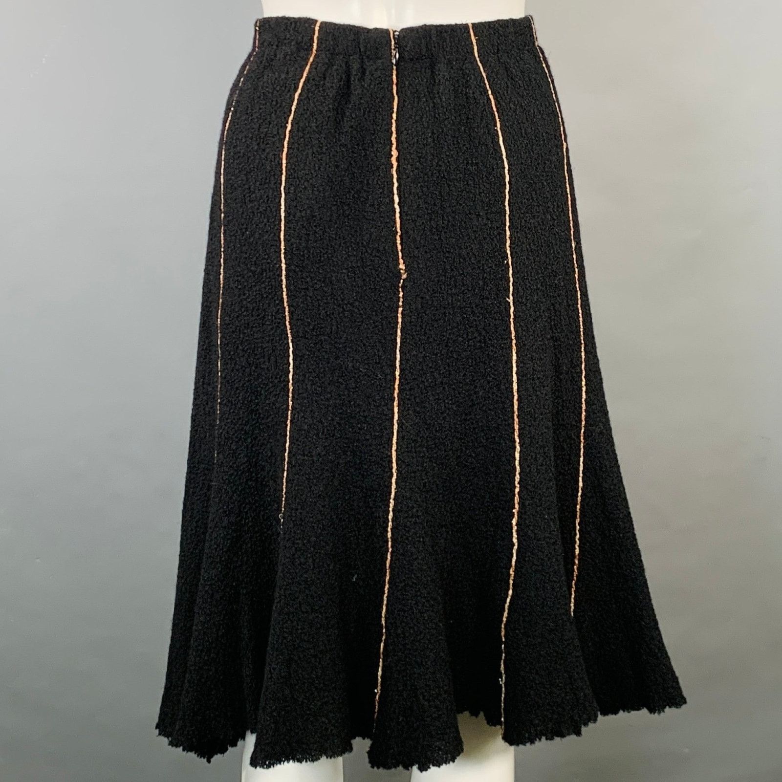 Other OKW Size S Black Gold Wool Stripe Midi Skirt Suit Size 29" - 6 Thumbnail