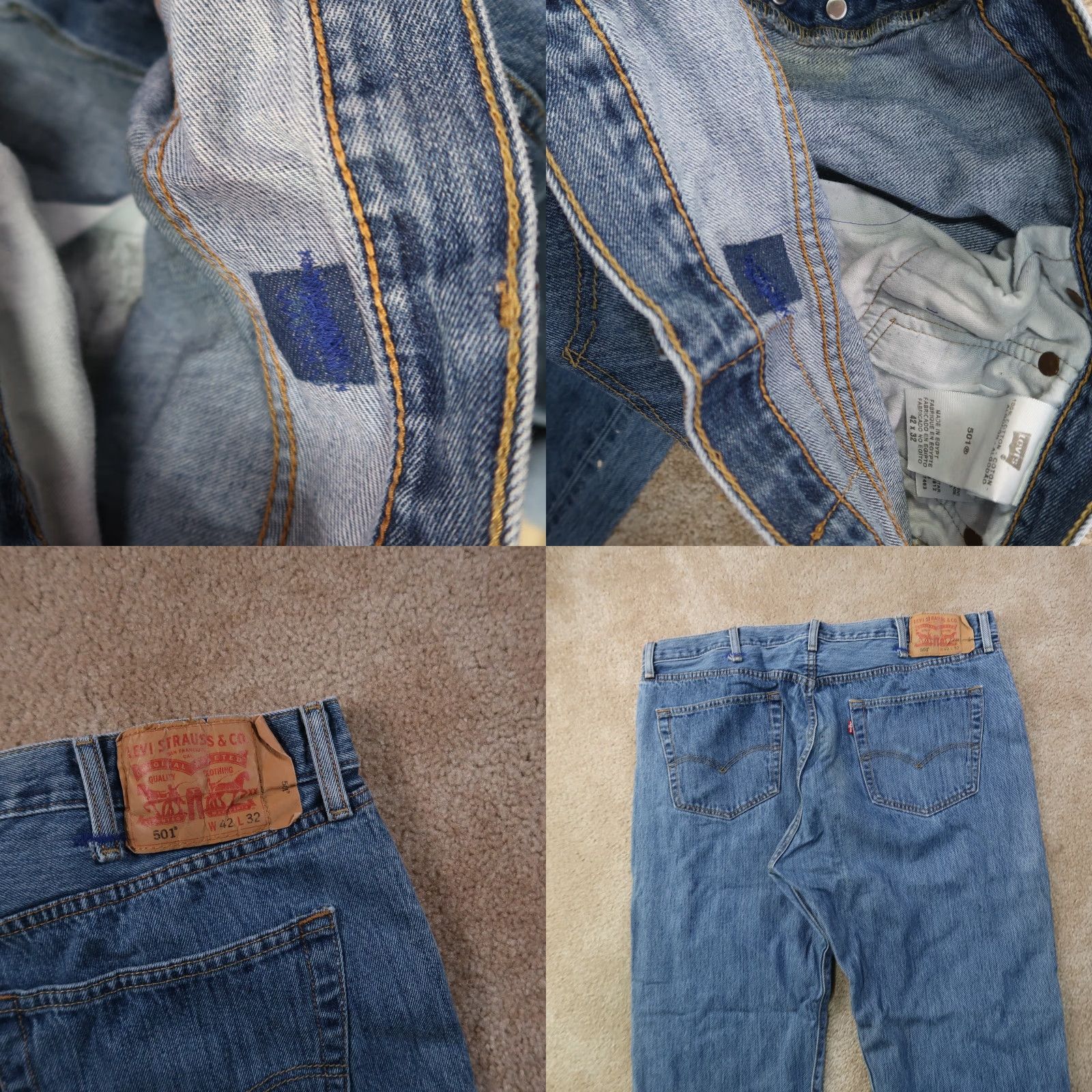Levi's VINTAGE Levi's 501 Jeans Men 42x32 Blue Denim Distressed Button Fly 5-Pocket Regular Waist Blue Mens Jeans Size US 42 / EU 58 - 8 Thumbnail