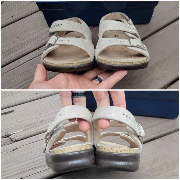 SAS SAS Relaxed Web Linen Cream Leather Comfort Walking Sandals Size US 7.5 / IT 37.5 - 4 Thumbnail
