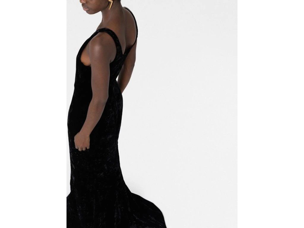 Saint Laurent Paris o1s1wg111024 Velvet Mermaid Maxi Dress in Black Size XS / US 0-2 / IT 36-38 - 6 Thumbnail