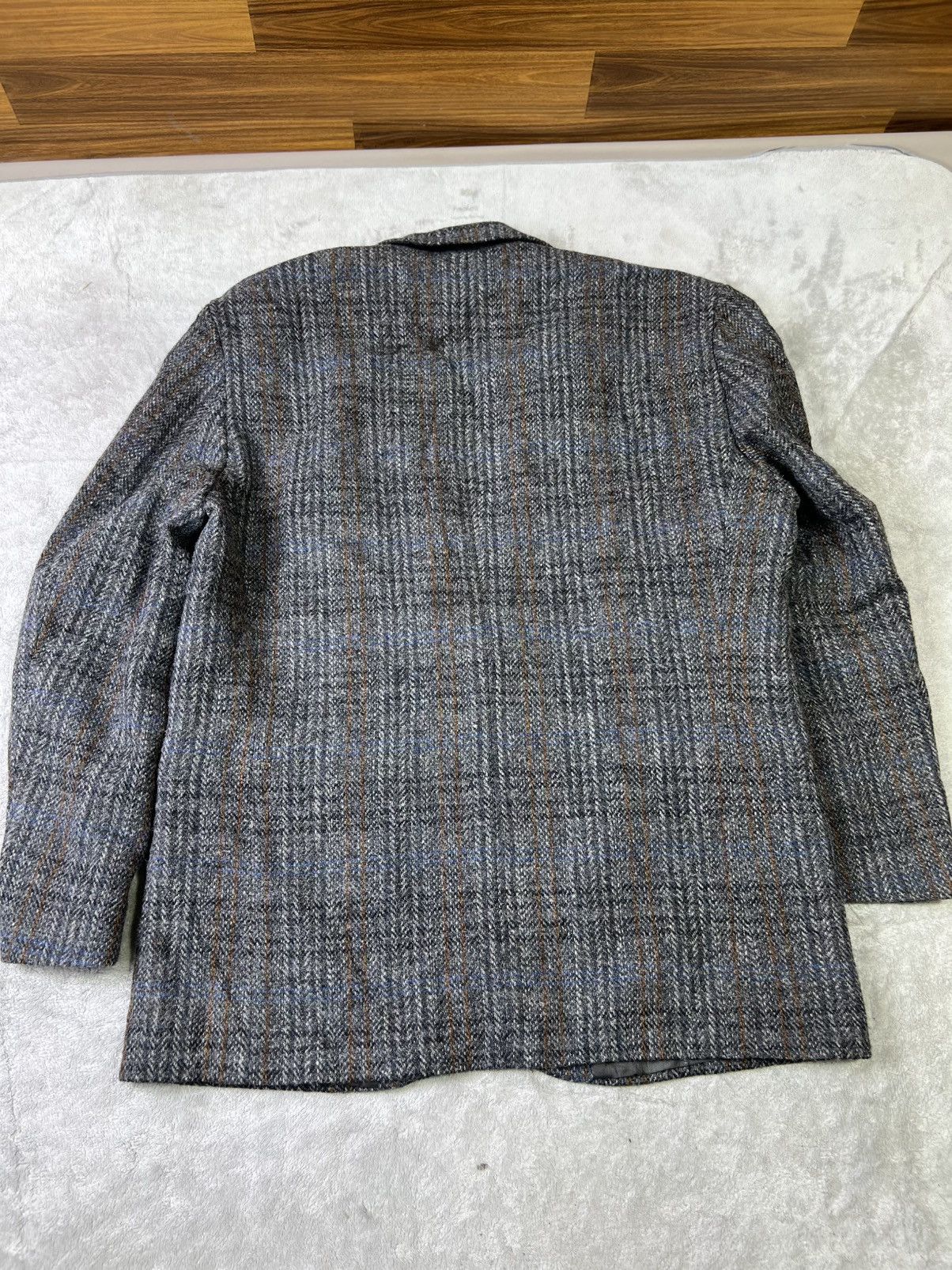 Harris Tweed Canda Wool Tweed Blazer Grey Herringbone Jacket Size 52 Size 52S - 12 Thumbnail