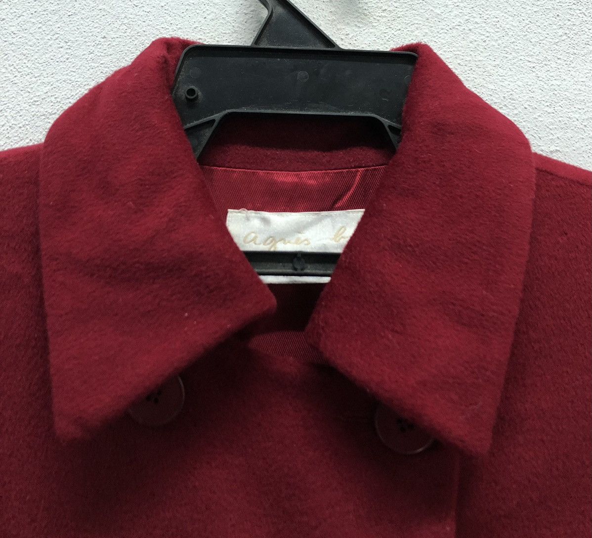 agnes b. Agnes b. Burgundy Wool-Blend Double-Breasted Coat Made Japan Size M / US 6-8 / IT 42-44 - 3 Thumbnail