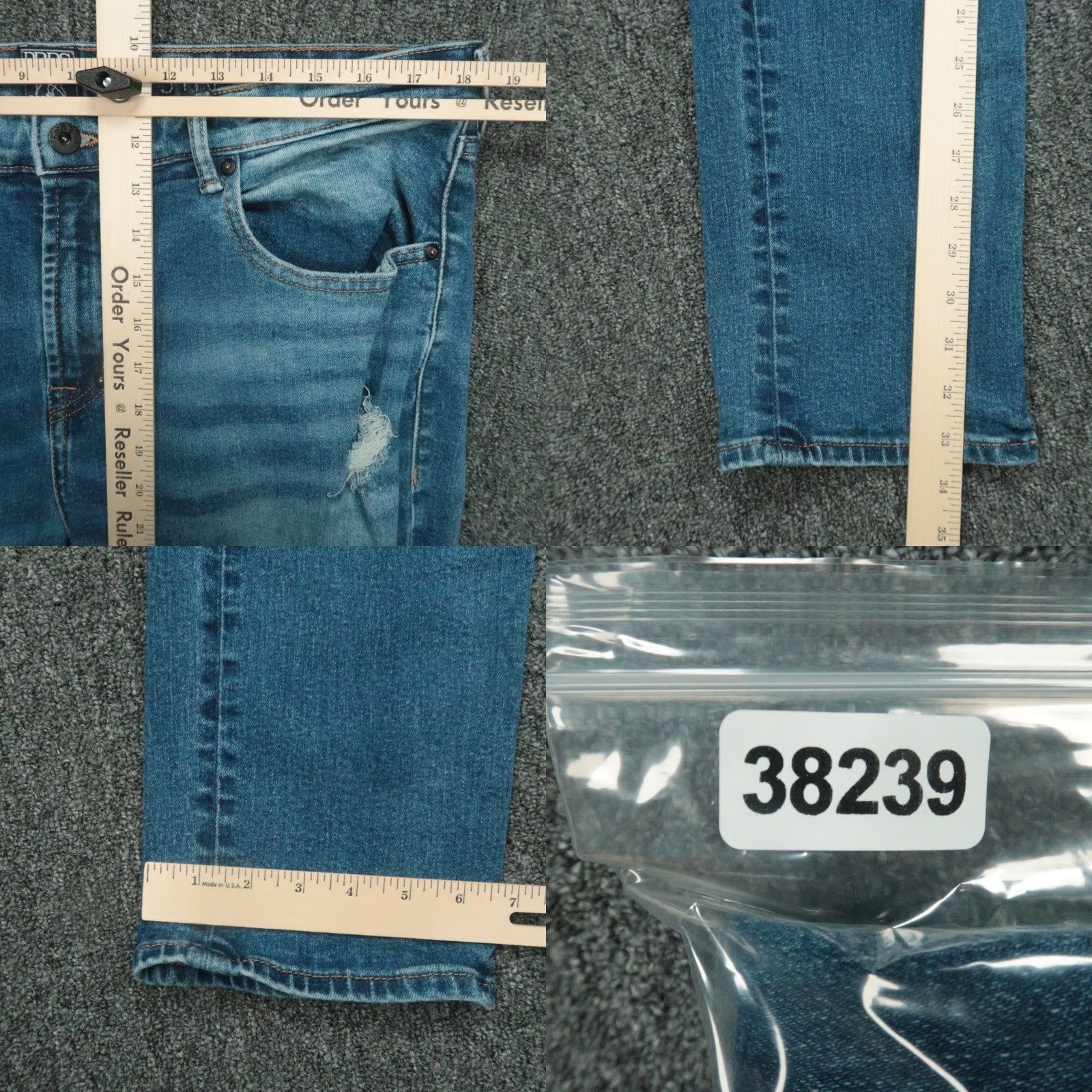 Prps PRPS Jeans Mens 36x34 Indigo Blue Le Sabre 5 Pocket Denim Distressed Straight R 34in Inseam Mens Size US 36 / EU 52 - 8 Thumbnail