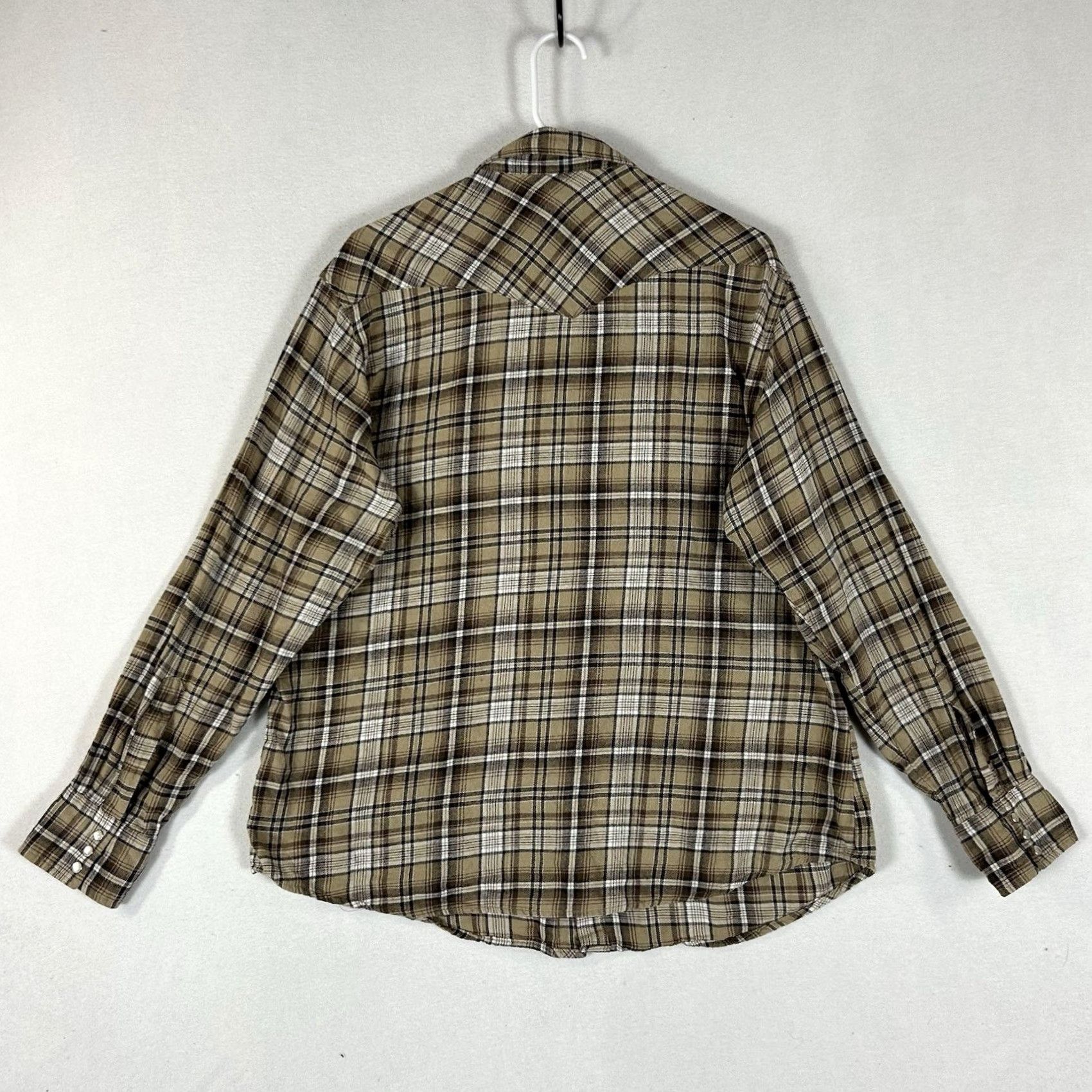 Wrangler VINTAGE Wrangler Wrancher Western Shirt Mens XL Long Sleeve Brown Plaid Pearl Snap Top Size US XL / EU 56 / 4 - 5 Thumbnail