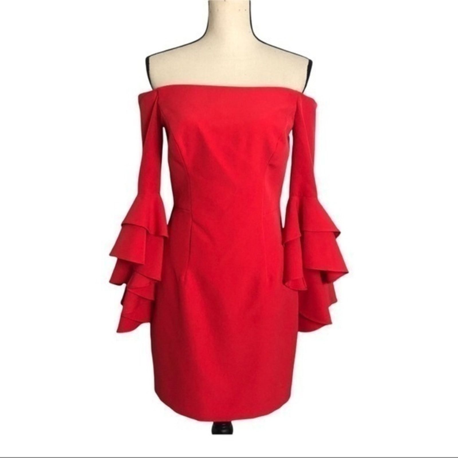 Milly Double Ruffle Selena Mini Cherry Red Dress Size 4