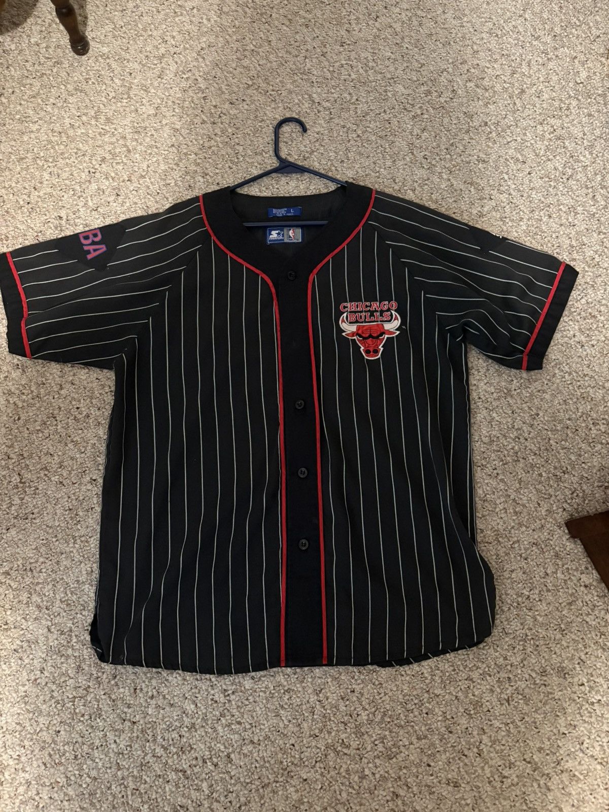 NBA × Starter VTG 90’s Starter Chicago Bulls Pin Stripe NBA Button Up Size US L / EU 52-54 / 3 - 1 Thumbnail