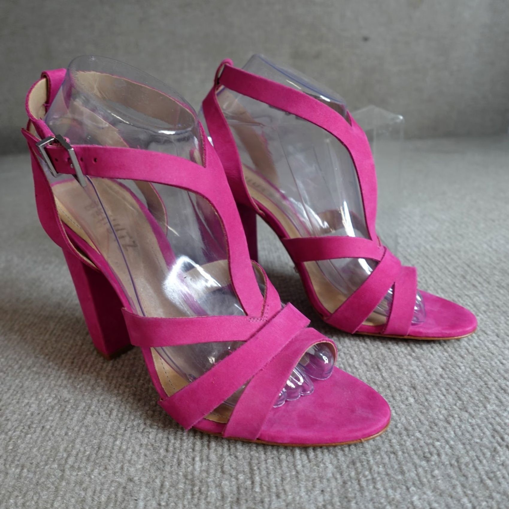 Pinko Schulz Womens Pumps Heel Pink Suede 8.5 Block Buckle Party/Cocktail Size US 9 / IT 39 - 3 Thumbnail