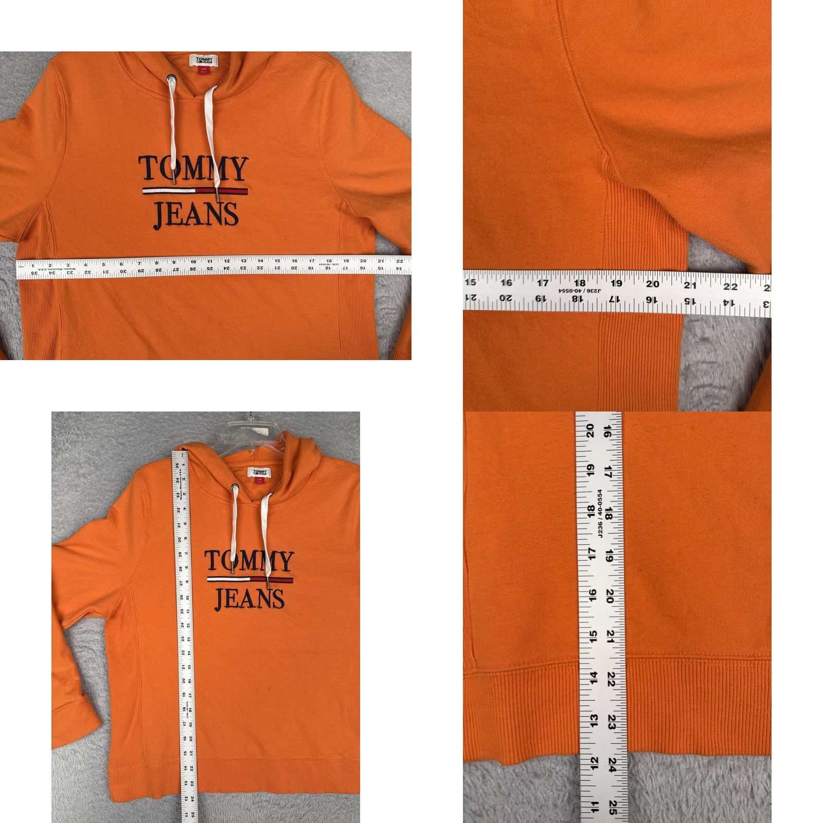 Tommy Hilfiger Tommy Jeans Sweater Hoodie Womens L Orange Logo Hooded Top Size L / US 10 / IT 46 - 8 Thumbnail