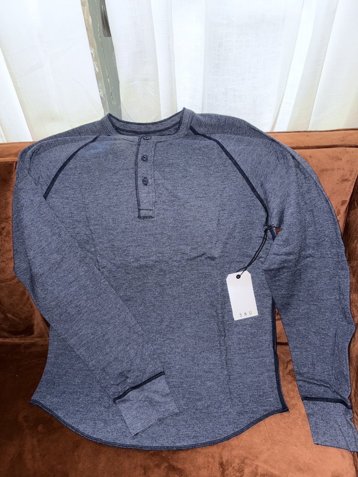 Save Khaki United Save Khaki Pointelle Henley - Navy Size US M / EU 48-50 / 2 - 1 Thumbnail