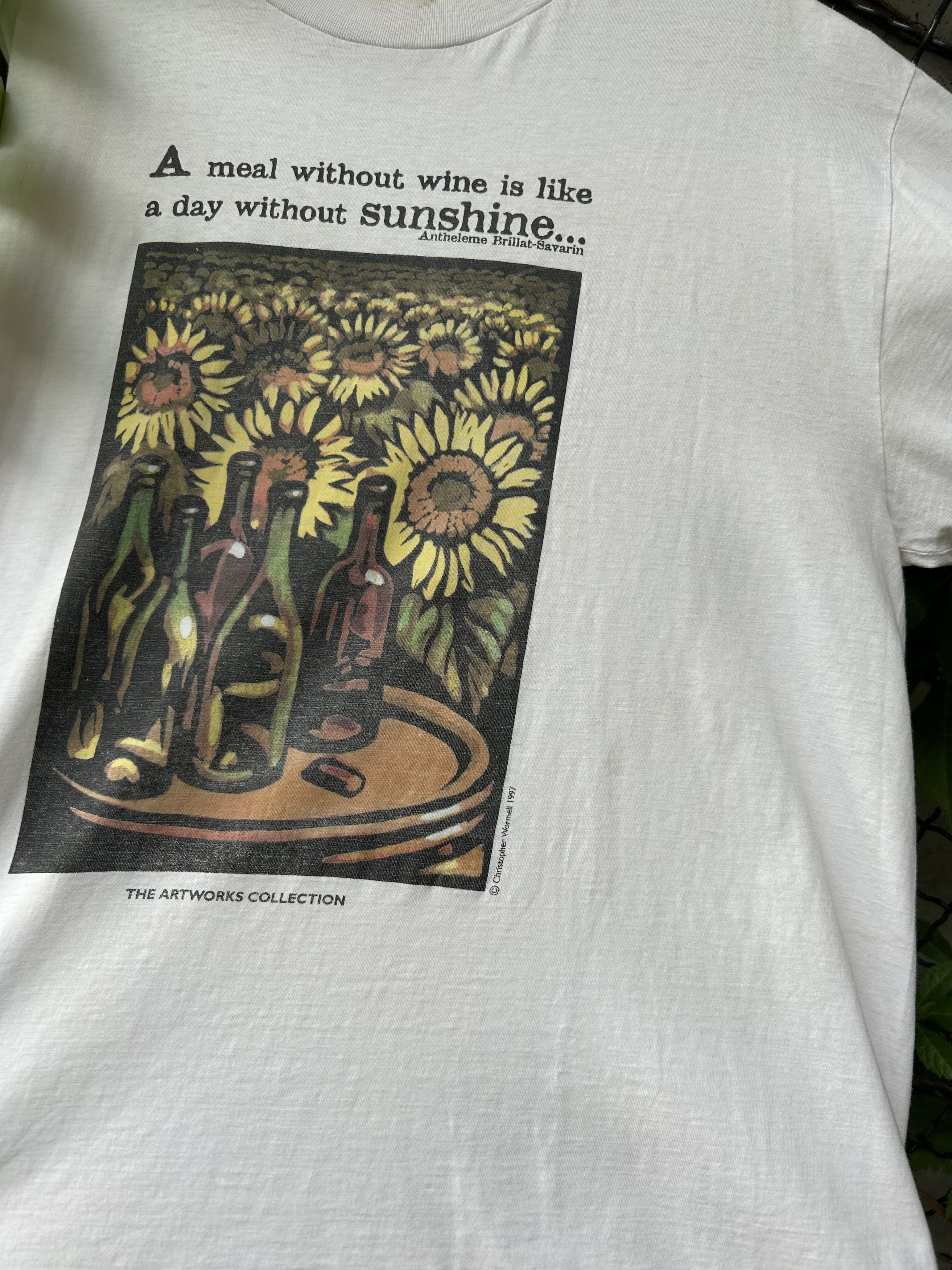 Vintage Vintage 1997 Christopher Wormell Wine and Sunflowers Art Tee Size US L / EU 52-54 / 3 - 10 Thumbnail