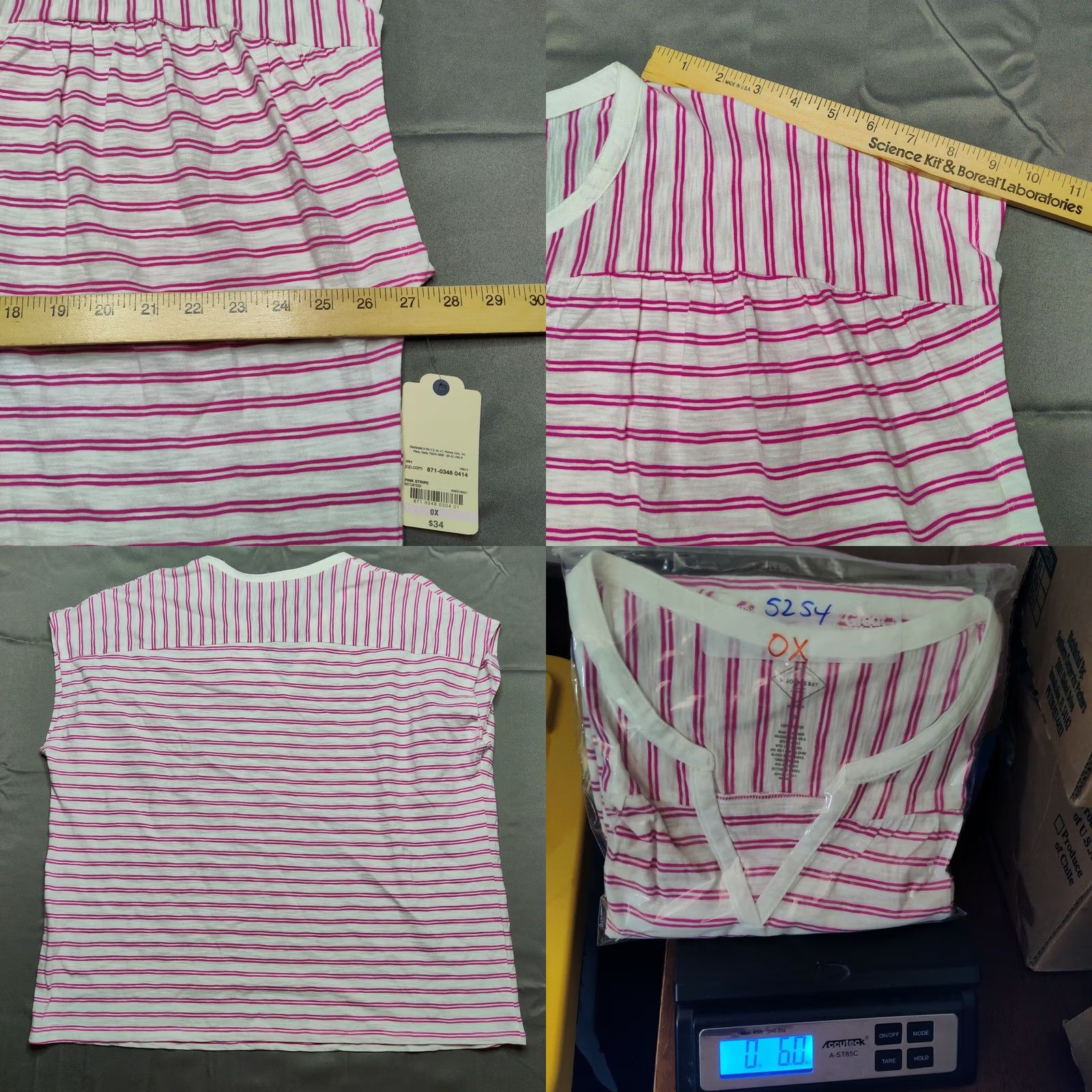 Vintage VINTAGE St. John's Bay Shirt Womens Plus 0X Pink Stripe Cap Sleeve V-Neck Pullover Shirt NEW Size XL / US 12-14 / IT 48-50 - 8 Thumbnail
