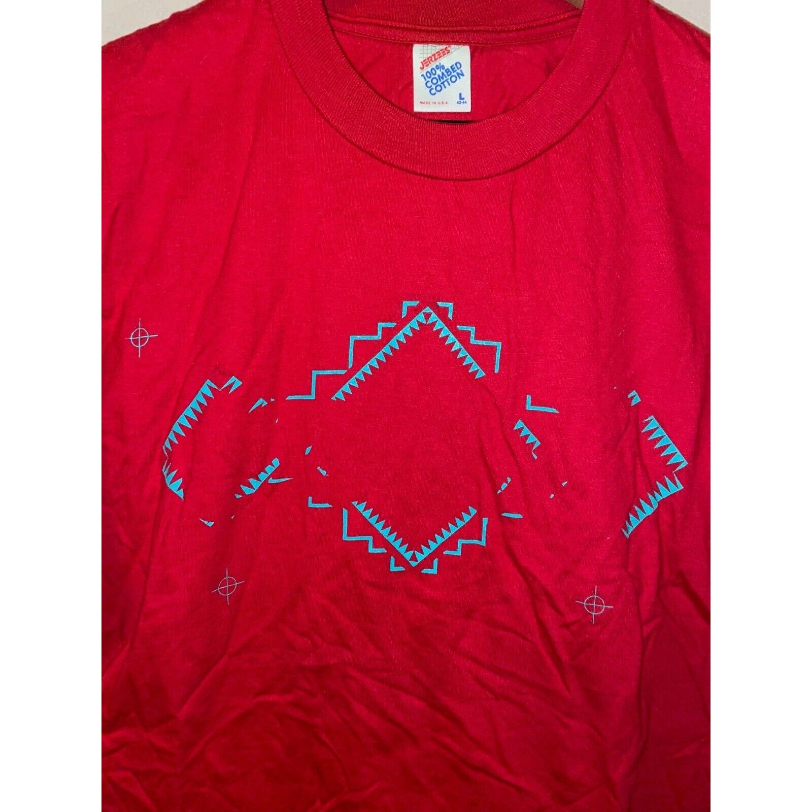 Jerzees Vintage Test Print Shirt Tee Red Graphic VTG Large 90s Size US L / EU 52-54 / 3 - 5 Thumbnail