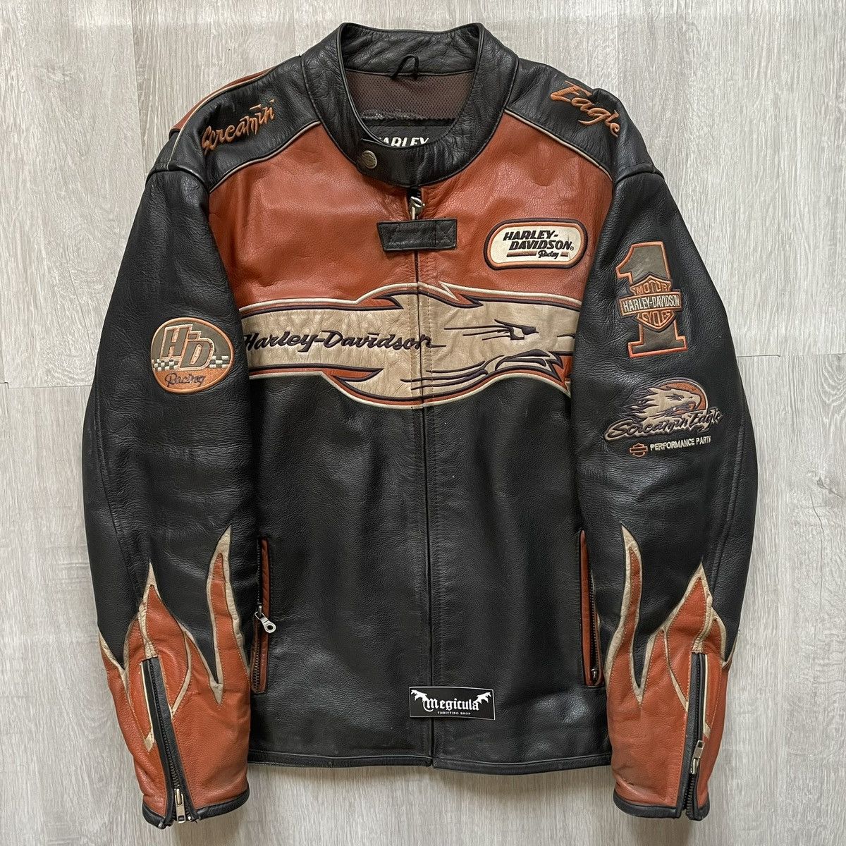 Harley Davidson Harley Davidson Racing Screamin Eagle Vintage Leather Jacket Size US L / EU 52-54 / 3 - 1 Thumbnail
