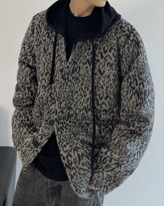 Japanese Brand × Vintage Avant garde y2k leopard woollen faux fur jacket Size US XL / EU 56 / 4 - 4 Thumbnail