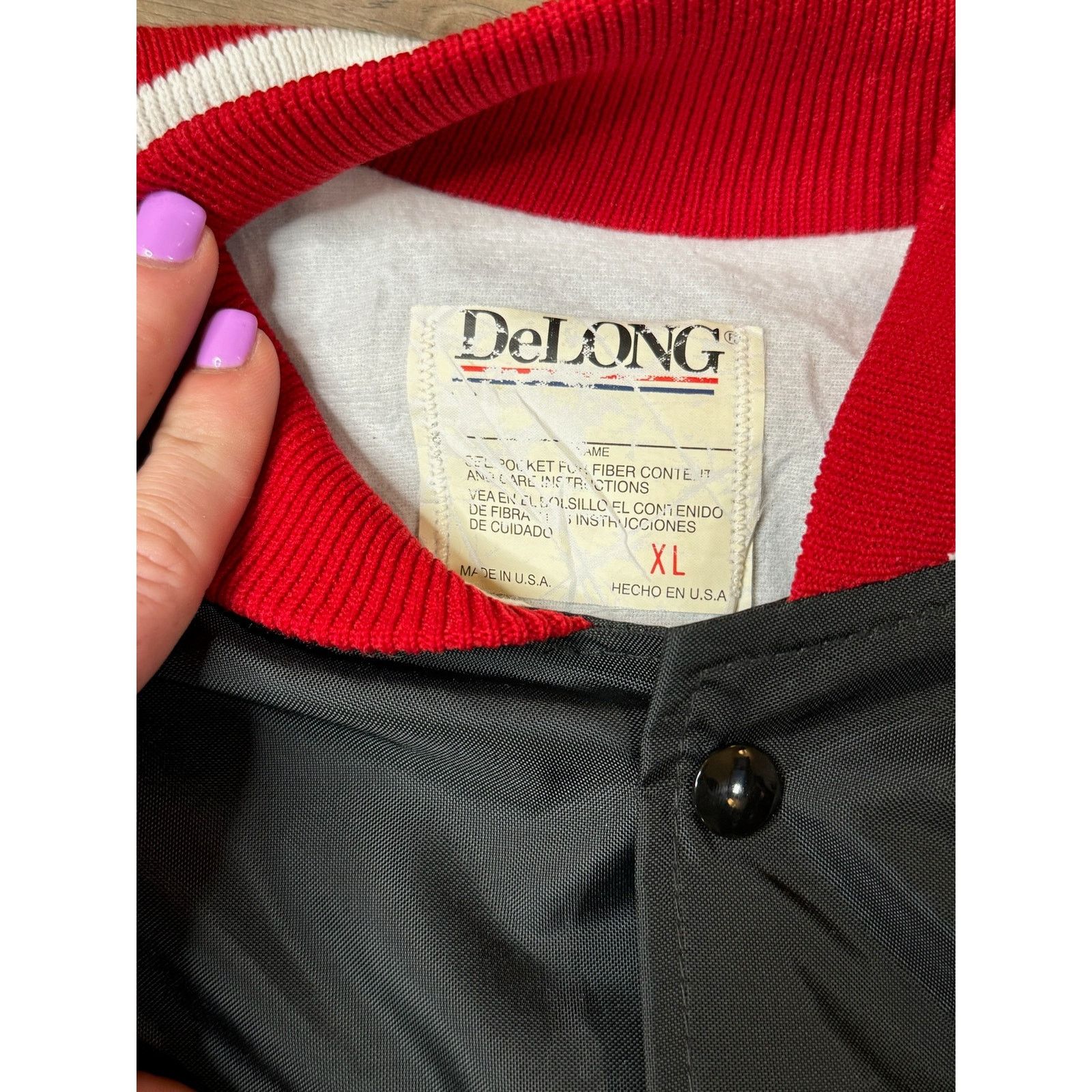 Delong Vintage DeLong USA Black Red Baseball Jacket Bound Brook XL Size US XL / EU 56 / 4 - 3 Thumbnail