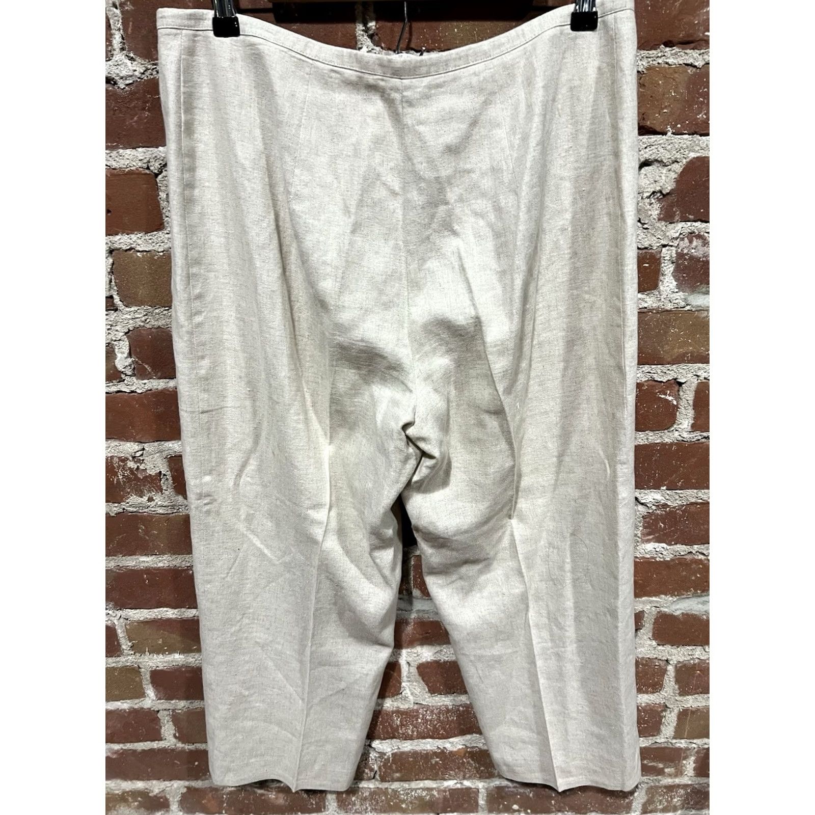 Vintage VINTAGE La Belle Linen Rayon Beige Pants Slim? No: Relaxed Wide-Leg Cropped Beige PANTS La Belle Women Size 13 Size 34" / US 12 / IT 48 - 3 Thumbnail