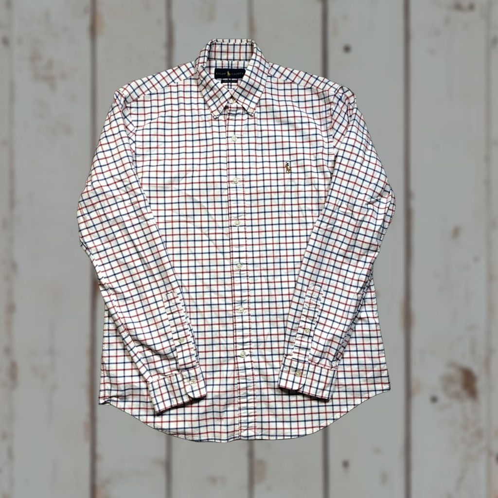 Ralph Lauren Ralph Lauren Shirt Mens Medium White Red Blue Plaid Stretch Oxford Button Down Shirt Size US M / EU 48-50 / 2 - 1 Thumbnail