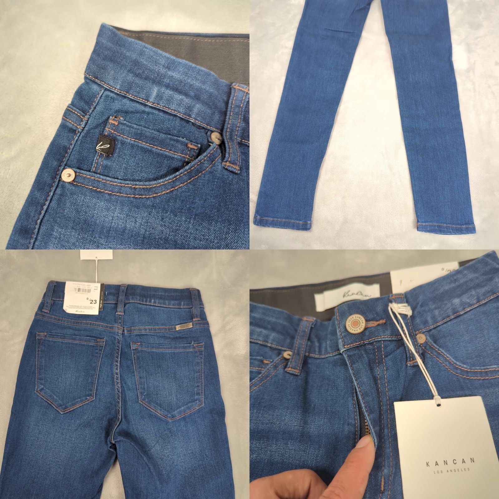 Vintage Kancan Jeans Womens 23 x26 Blue Zip Fly Stretch High Rise Ankle Skinny NEW Size 40" / US 18 - 8 Thumbnail
