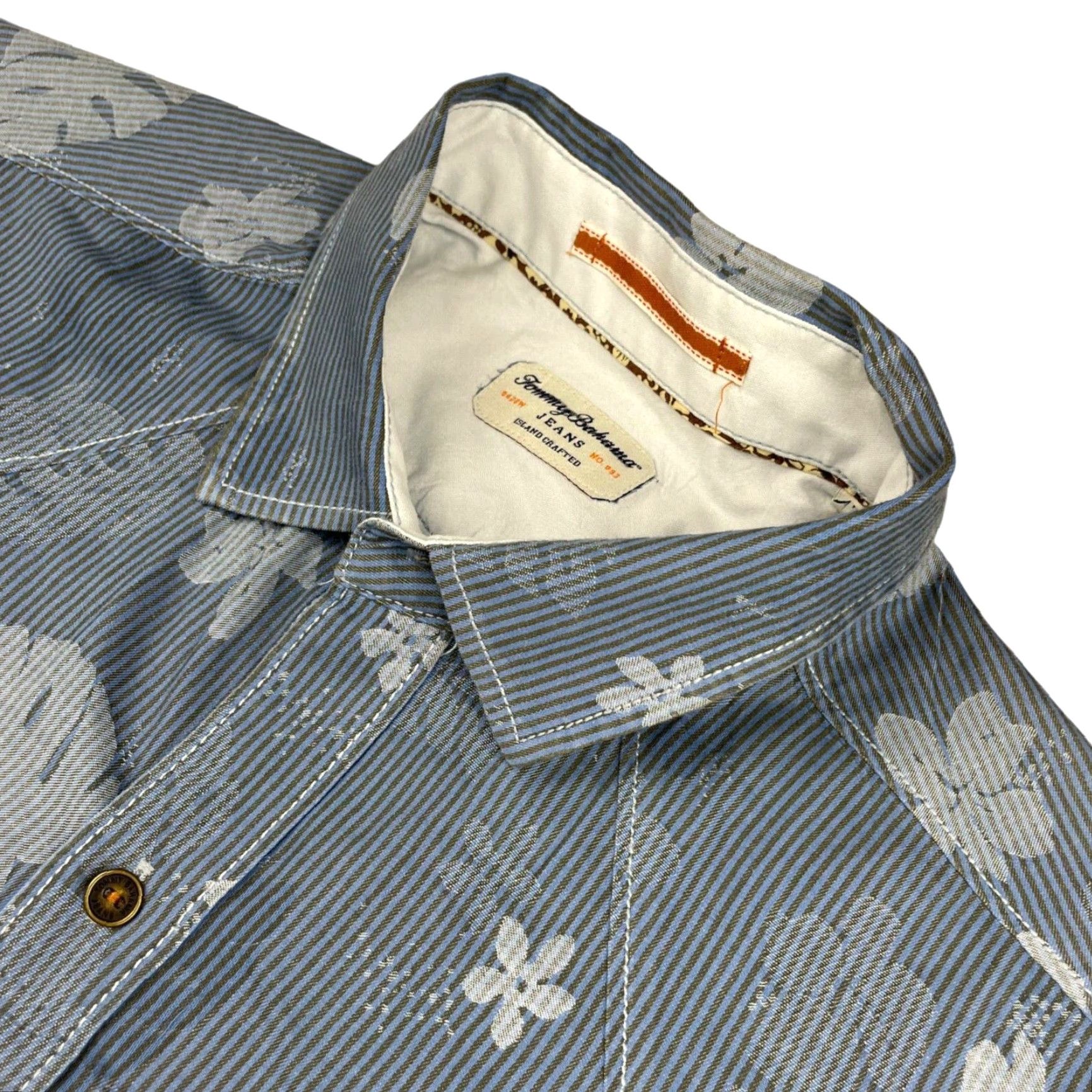 Tommy Bahama Tommy Bahama Jeans Men's Button Shirt Blue Floral Stripe 100% Cotton Medium Size US M / EU 48-50 / 2 - 2 Thumbnail