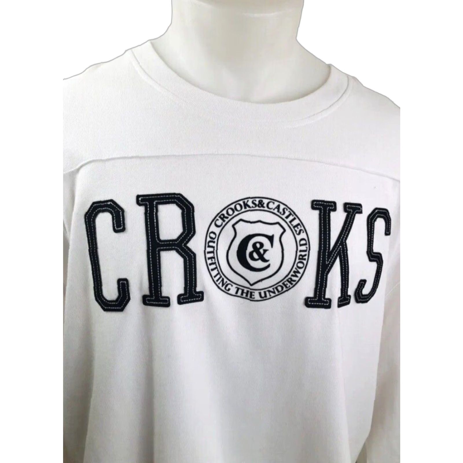 Crooks & Castles CROOKS & CASTLES Embroidered Sweatshirt Pullover 3XL White Mens Sweater Knit Pullover Size US XXL / EU 58 / 5 - 1 Thumbnail