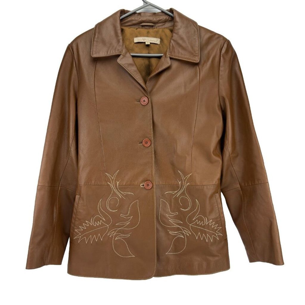 Vintage VTG LEATHER Western Set Brown Blazer Jacket Pants sz 6 - 8 Size M / US 6-8 / IT 42-44 - 5 Thumbnail