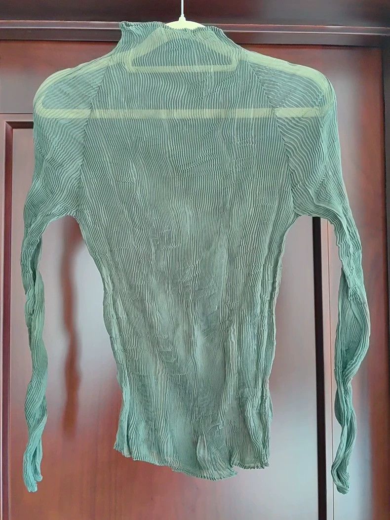 Issey Miyake Issey Miyake size:2 Mossy green willow striped pleated lon Size S / US 4 / IT 40 - 2 Thumbnail