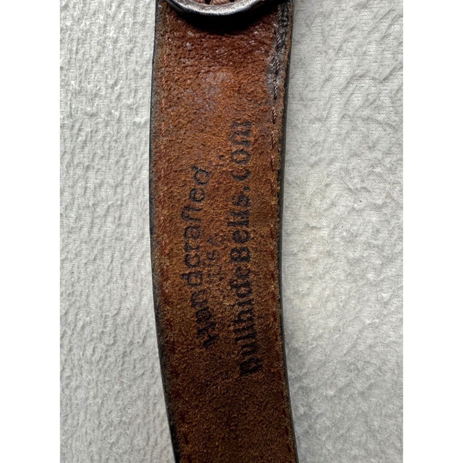 Vintage Bullhide Belts Brown Leather Belt With Brass Buckle Handcrafted #9887 Belt Men's Brown Leather Western Buckle Handcrafted USA 41-inch Good Size ONE SIZE - 5 Thumbnail