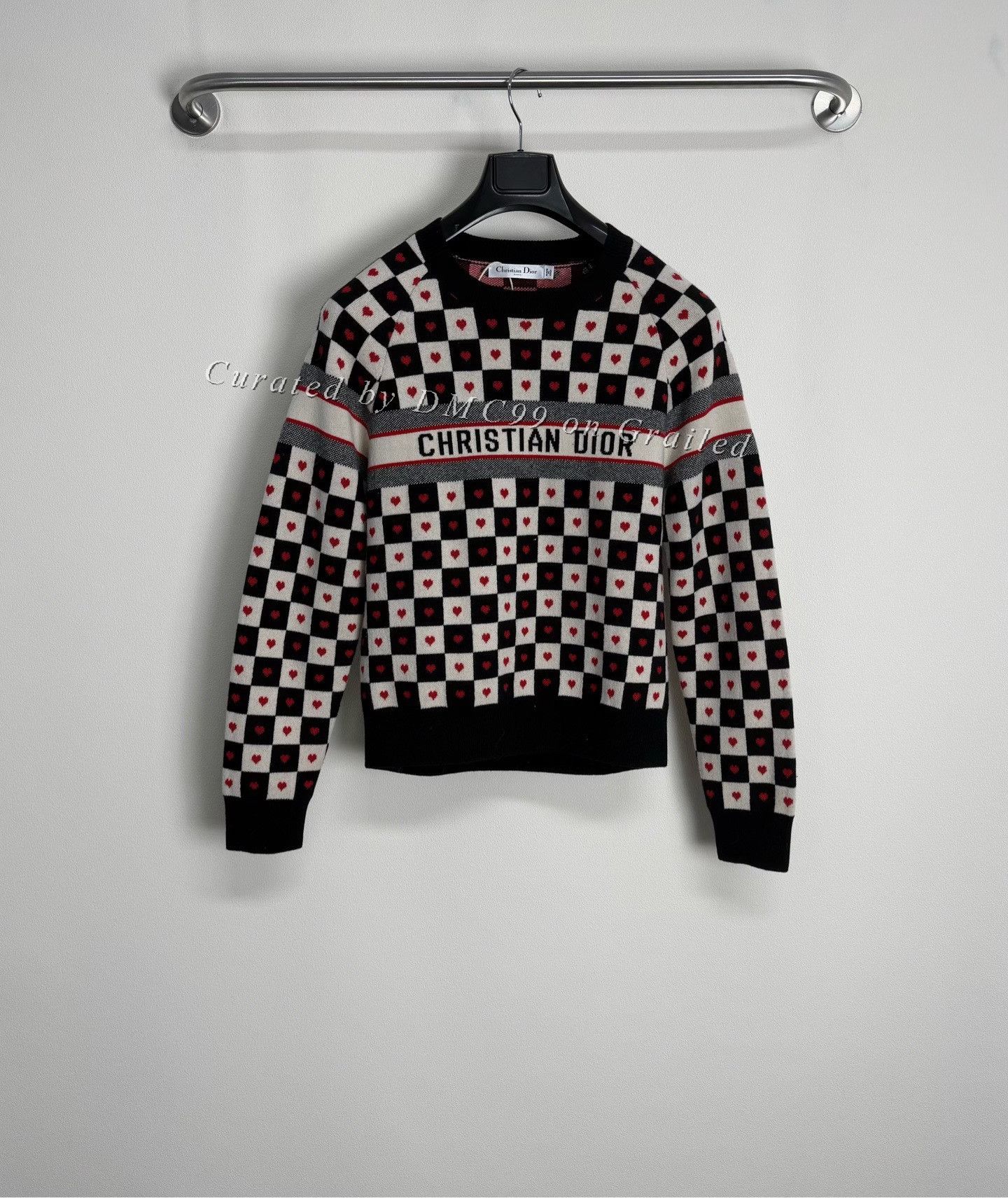 Dior Dior Heart Checkerboard Logo Cashmere Sweater Size XS / US 0-2 / IT 36-38 - 1 Thumbnail