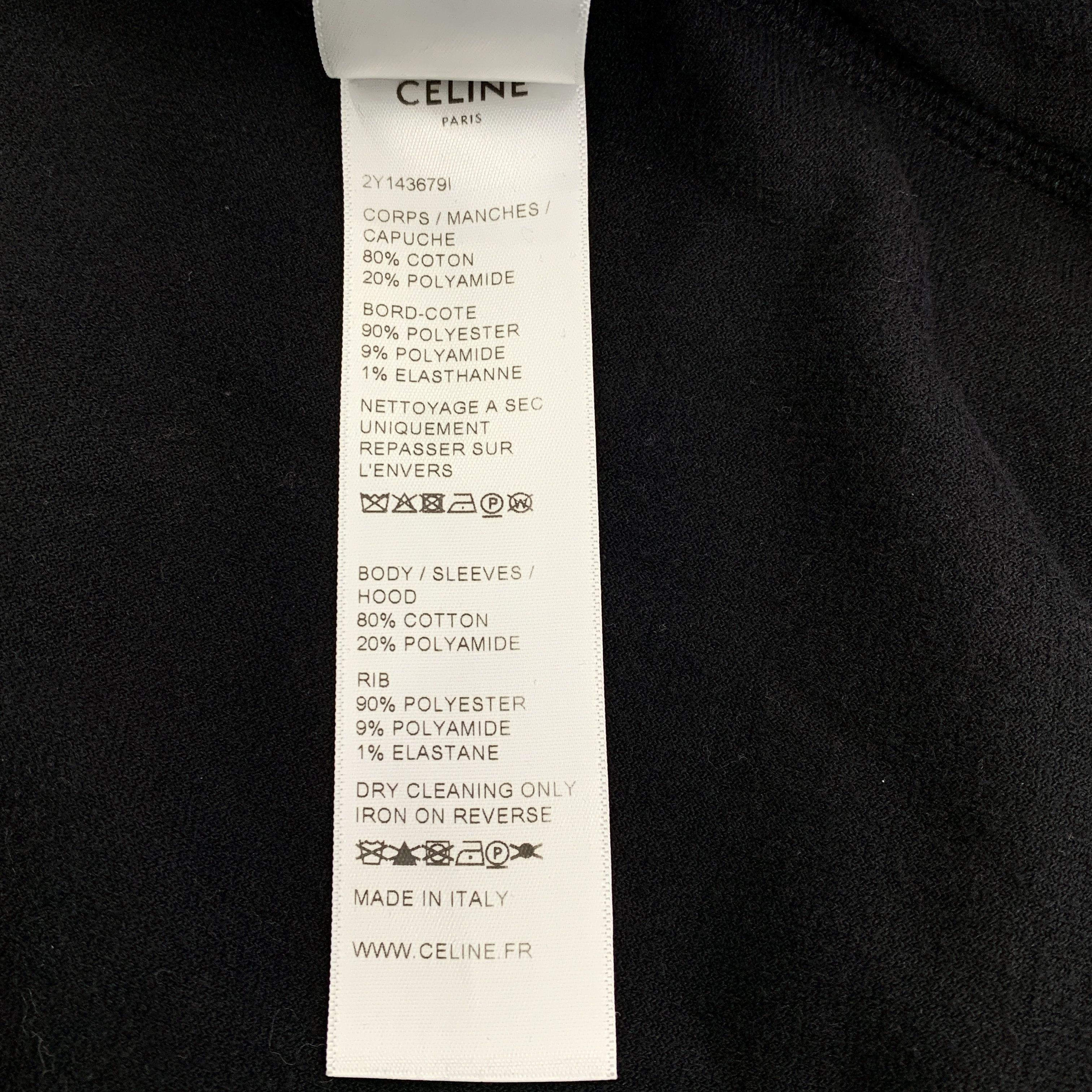 Celine Celine Black Cotton Zip-Up Hoodie (Size XL) Size US XL / EU 56 / 4 - 3 Thumbnail