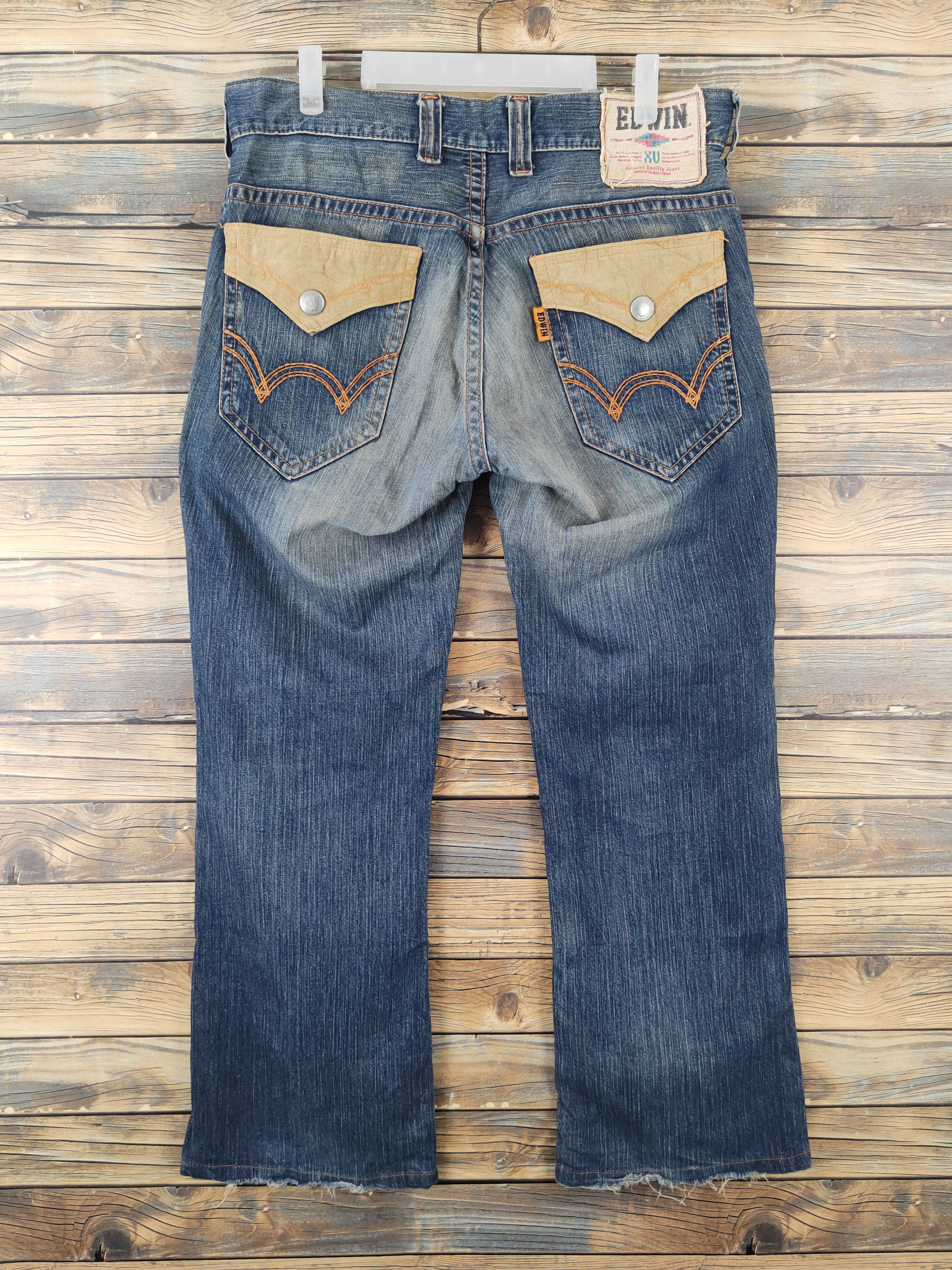 Edwin Edwin Dark Blue Distressed Ripped Jeans #W1866 Size US 33 - 7 Thumbnail
