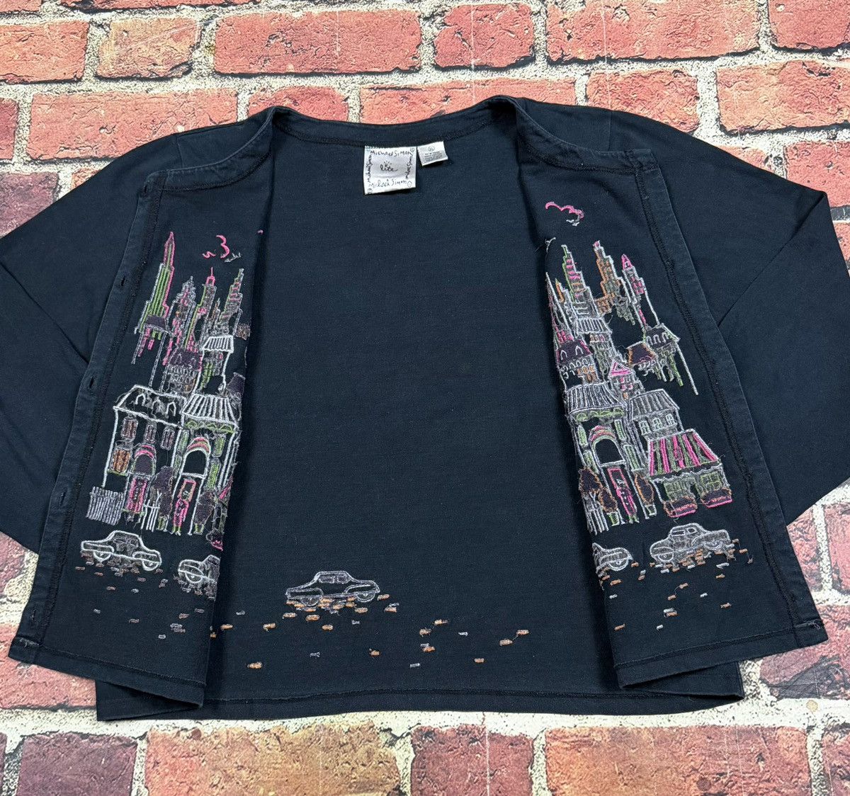 Other Michael Simon Lite Cardigan Cropped City Skyline Cars Houses Size XL / US 12-14 / IT 48-50 - 7 Thumbnail
