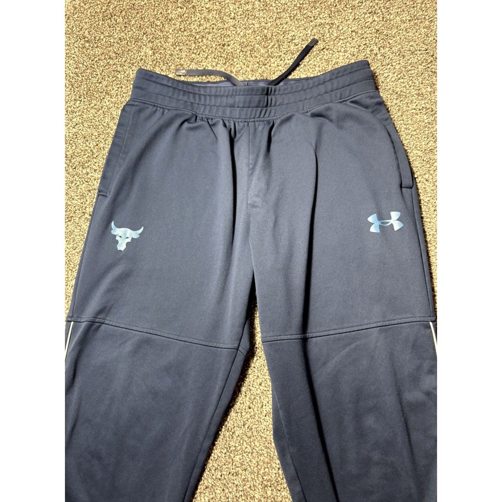 Under Armour Under Armour Project Rock Sweatpants Mens Large Blue Brahma Bull Jogger Size US 33 - 2 Thumbnail