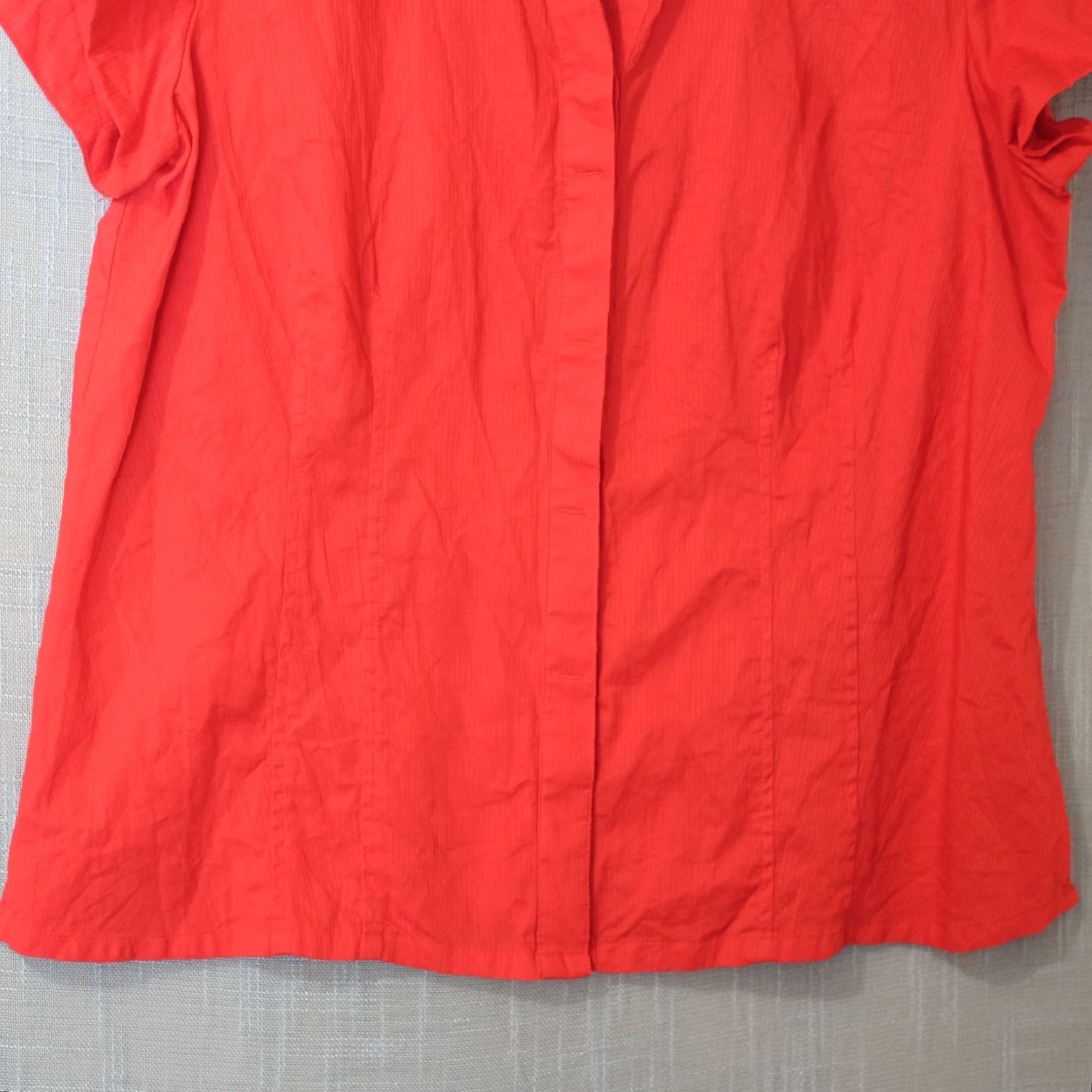 Vintage Christopher & Banks Button-Up Shirt Red Womens L 100% Cotton Shirt Short Sleeve Casual Slim Fit Mens Womens Girls Size L / US 10 / IT 46 - 4 Thumbnail