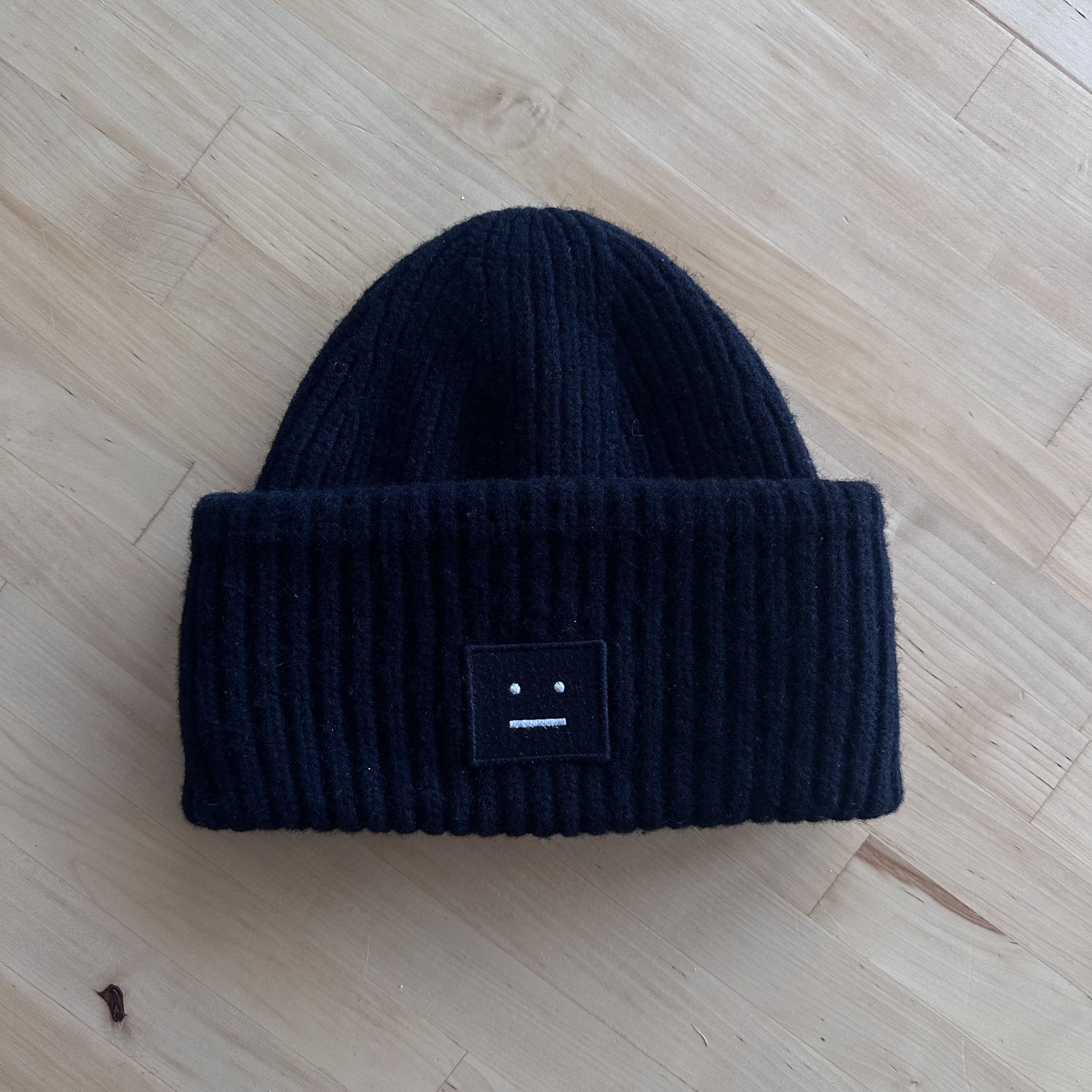 ACNE STUDIOS PANSY N FACE LOGO PAW 16 WINTER WOOL BEANIE HAT