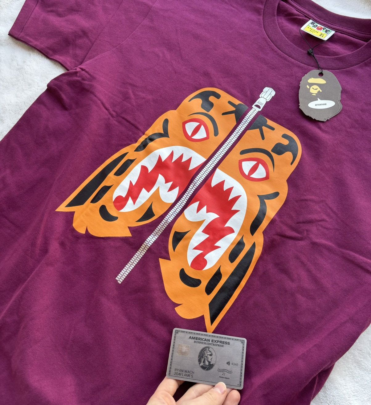 Bape Bape Burgundy Tiger Face Tee Size US S / EU 44-46 / 1 - 2 Thumbnail