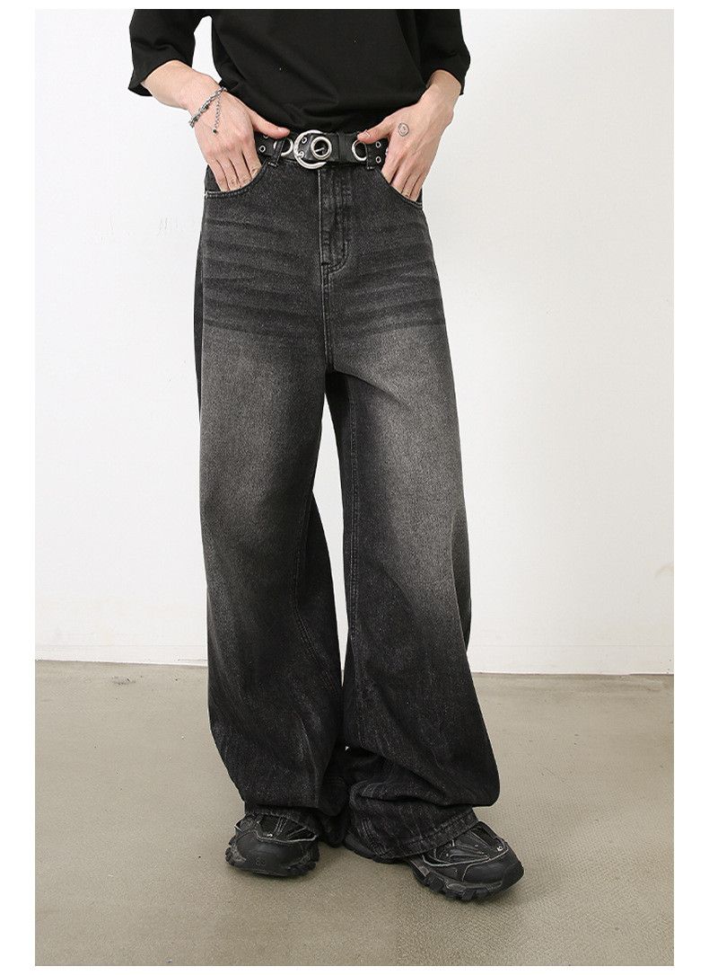 Vintage Japanese retro loose straight men's ripped wide-leg jeans Size US 32 / EU 48 - 3 Thumbnail