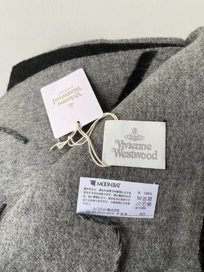 Vivienne Westwood Vivienne Westwood Saturn pattern fringed wool scarf Size ONE SIZE - 3 Thumbnail