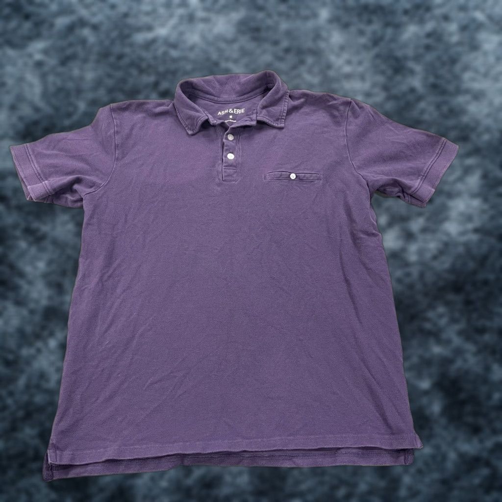 ASH Ash & Erie Polo Shirt Mens M Purple Solid Cotton Blend Golf Casual Pique Shirt Size US M / EU 48-50 / 2 - 1 Thumbnail